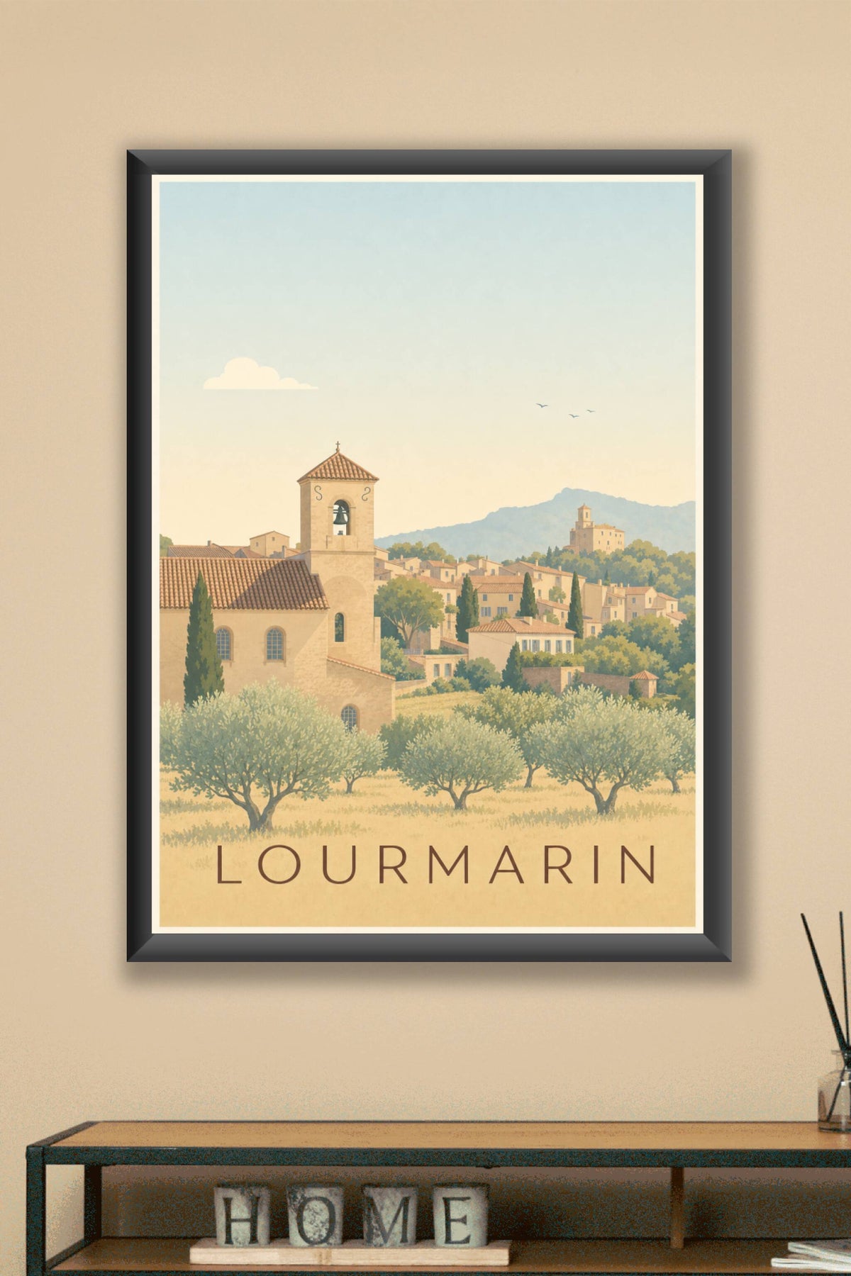 Affiche de Lourmarin, poster village provençal