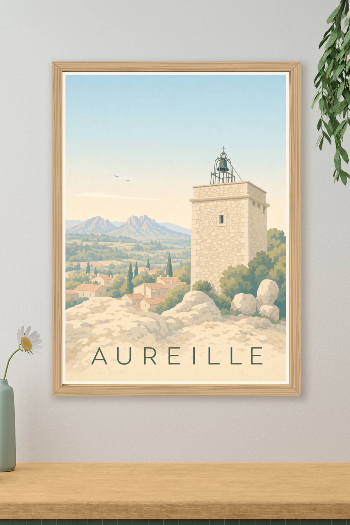 Affiche d'Aureille, poster clocher provençal