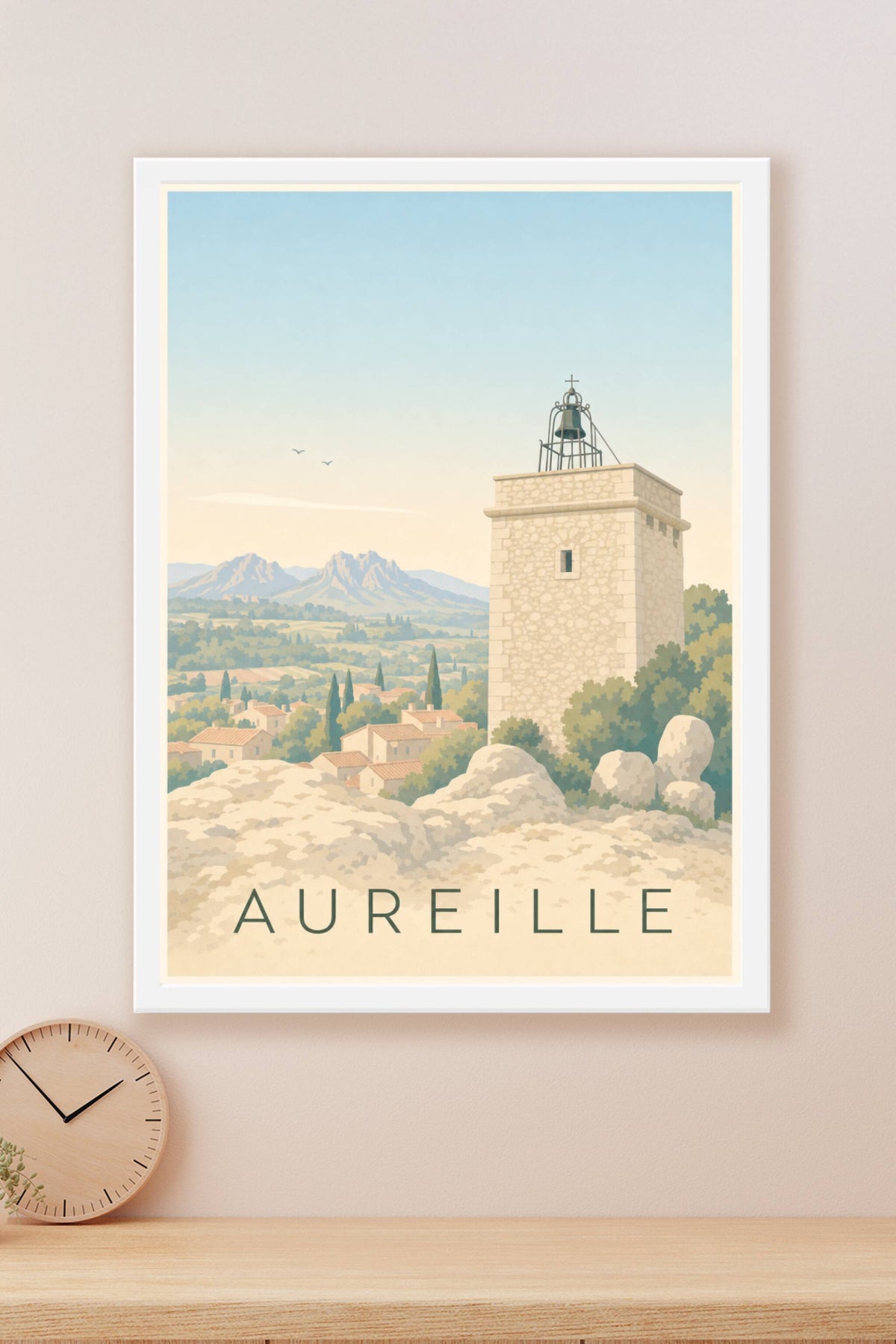 Affiche d'Aureille, poster clocher provençal