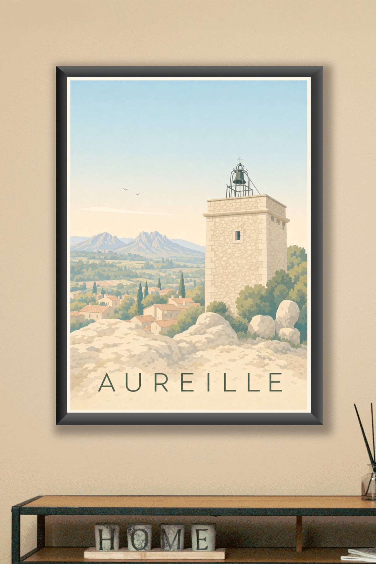 Affiche d'Aureille, poster clocher provençal