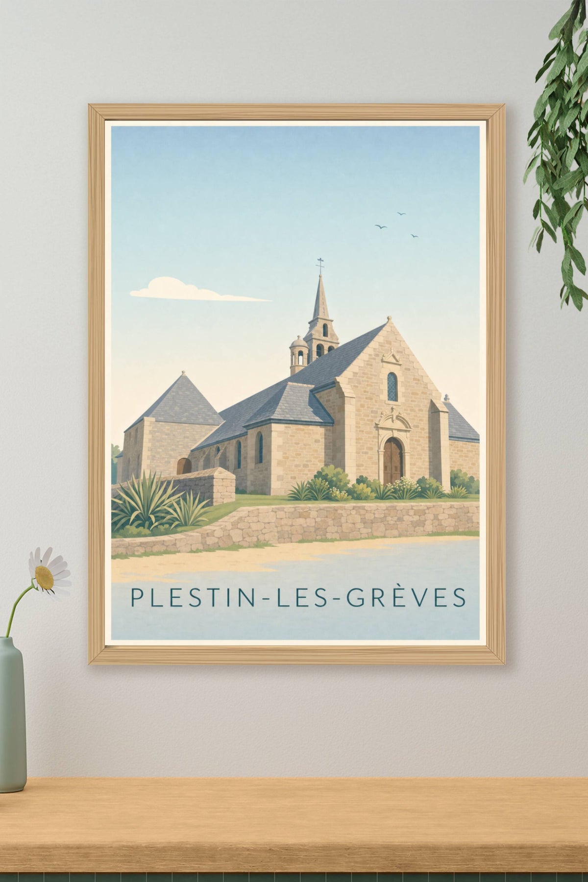 Affiche de Plestin-les-Grèves, poster église en pierre