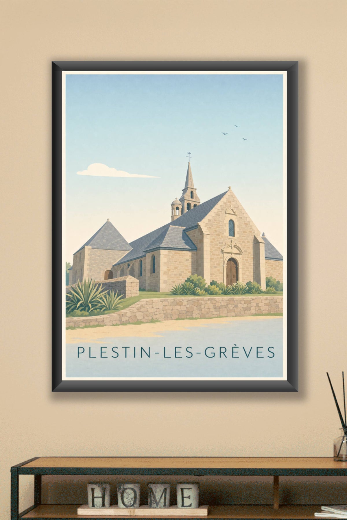 Affiche de Plestin-les-Grèves, poster église en pierre
