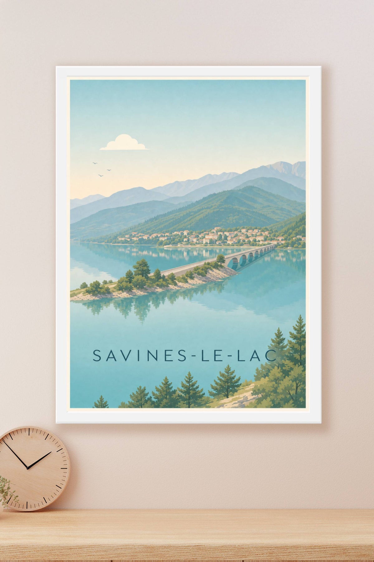 Affiche de Savines-le-Lac, poster pont et montagnes