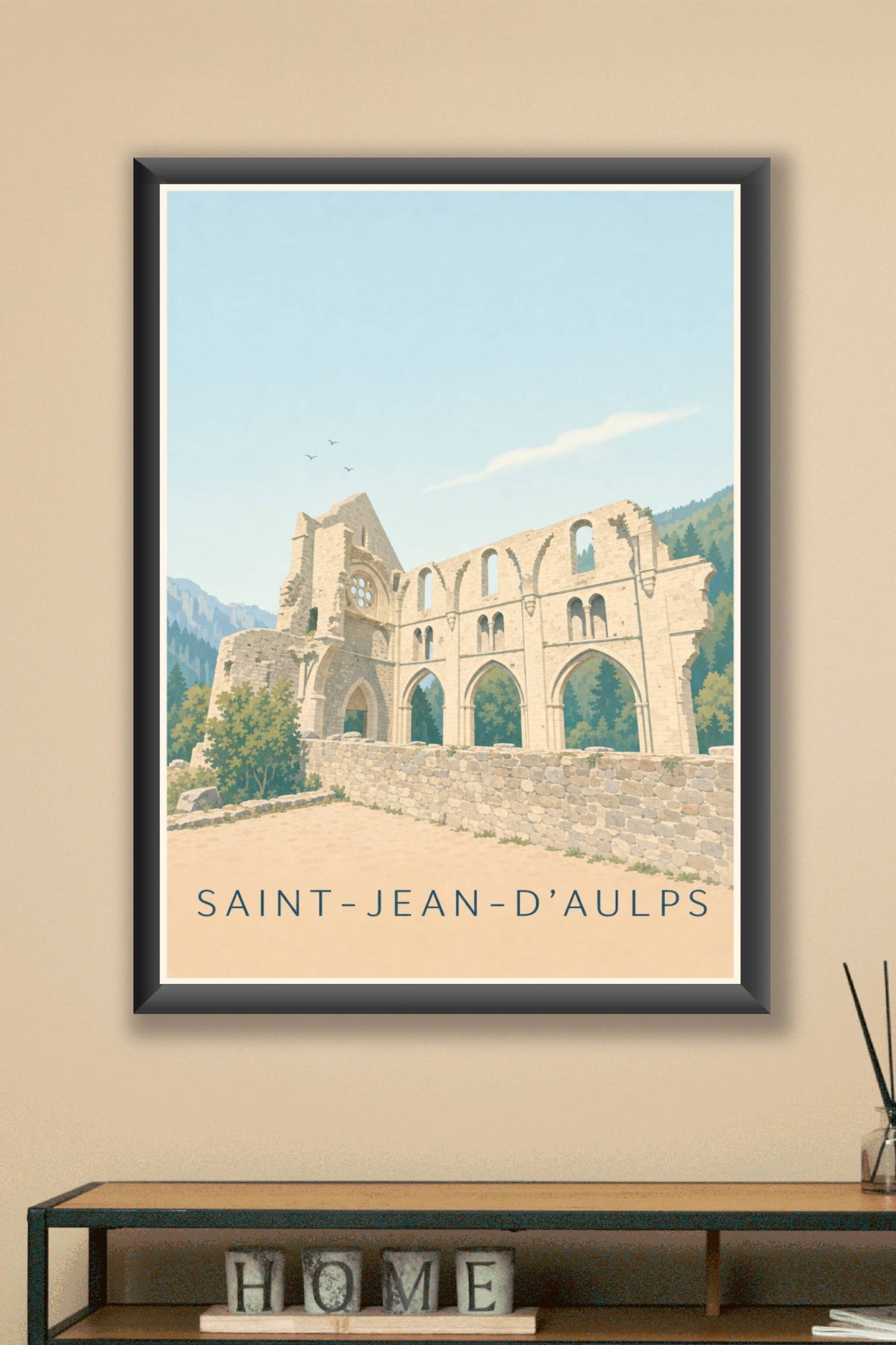 Affiche Saint-Jean-d'Aulps, poster ruines de l'Abbaye