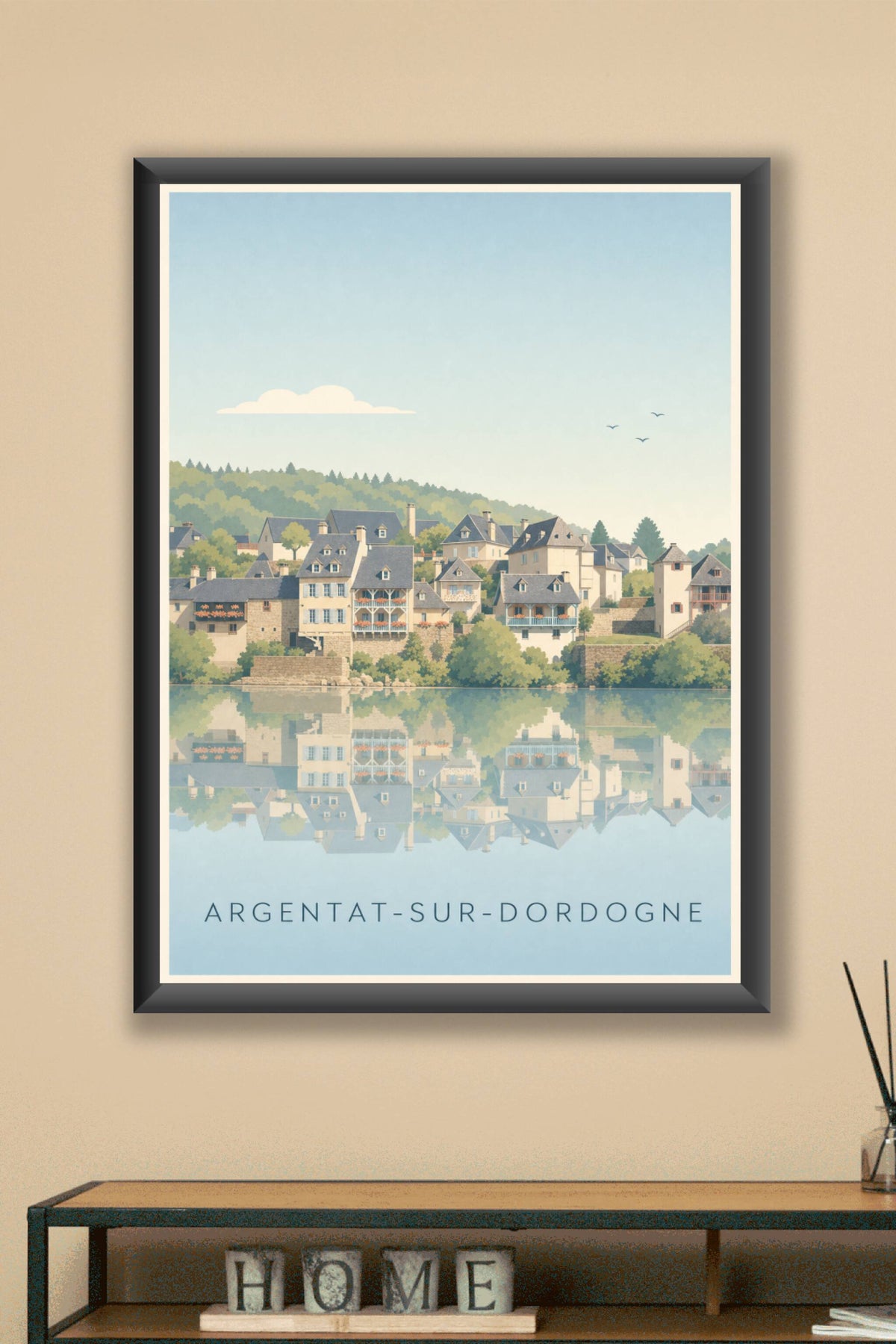 Affiche d'Argentat-sur-Dordogne, poster maisons à galets