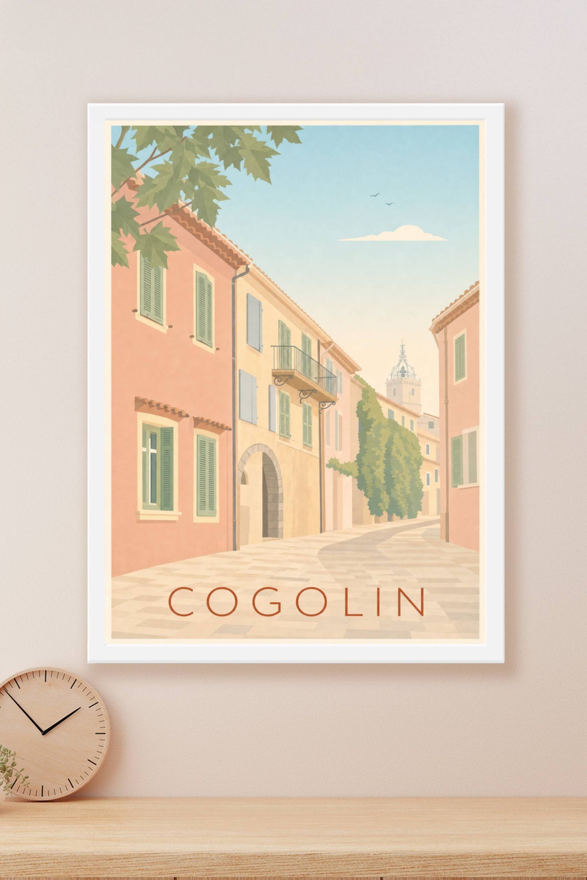 Affiche de Cogolin, poster façades ocres du Var
