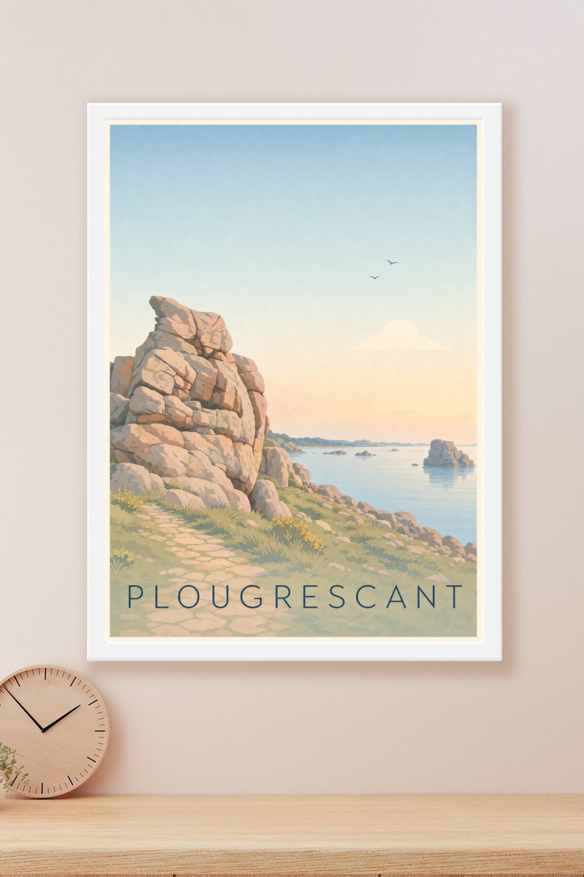 Affiche Plougrescant, poster rochers de Bretagne