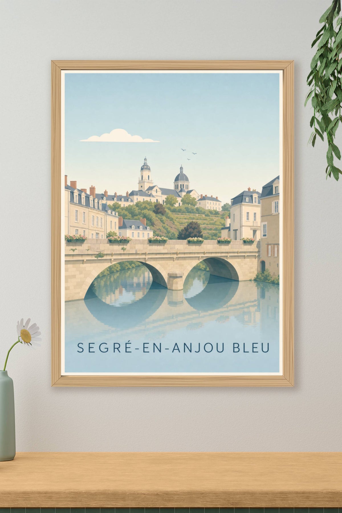 Affiche de Segré-en-Anjou Bleu, poster du vieux pont