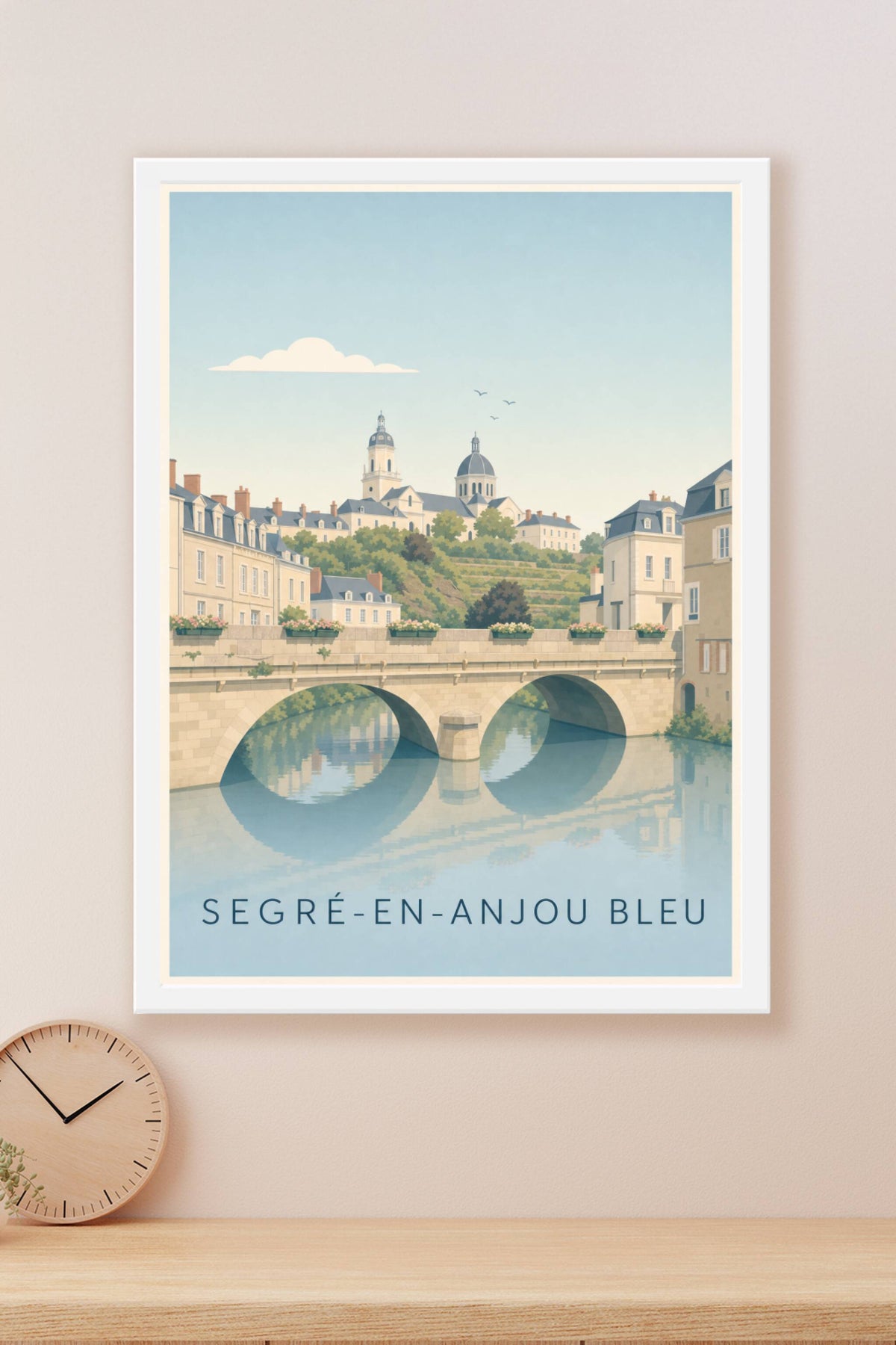 Affiche de Segré-en-Anjou Bleu, poster du vieux pont