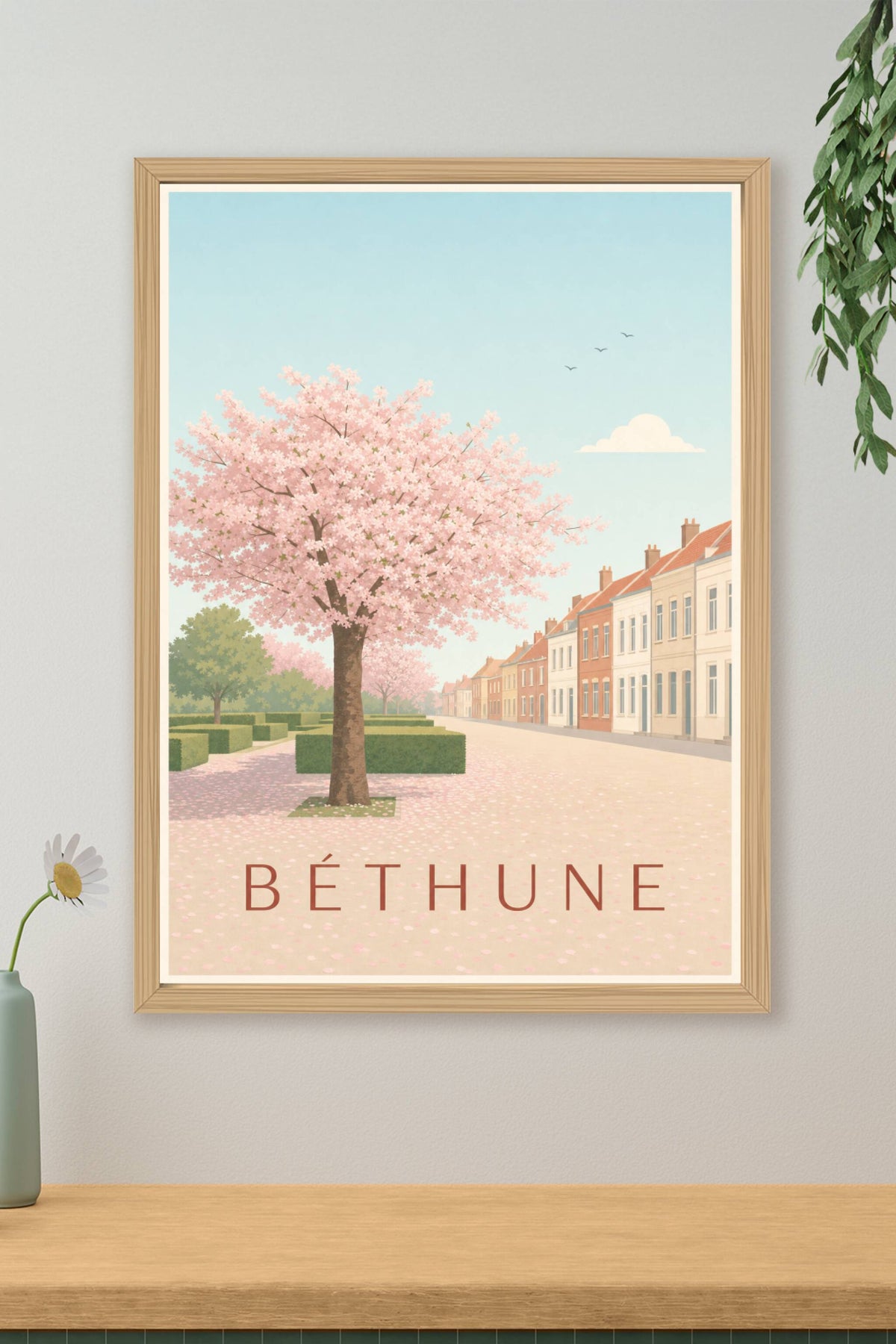 Affiche de Béthune, poster cerisier rose