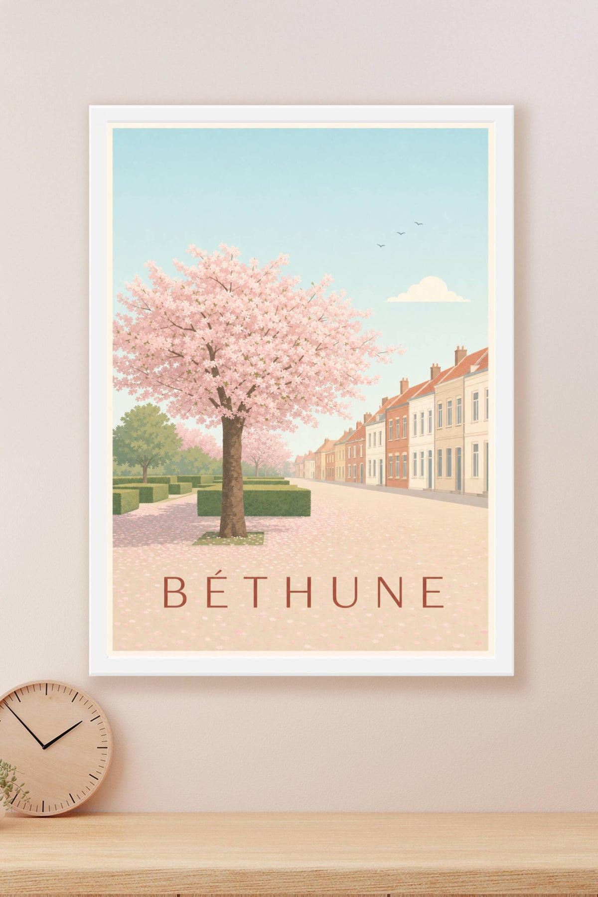 Affiche de Béthune, poster cerisier rose