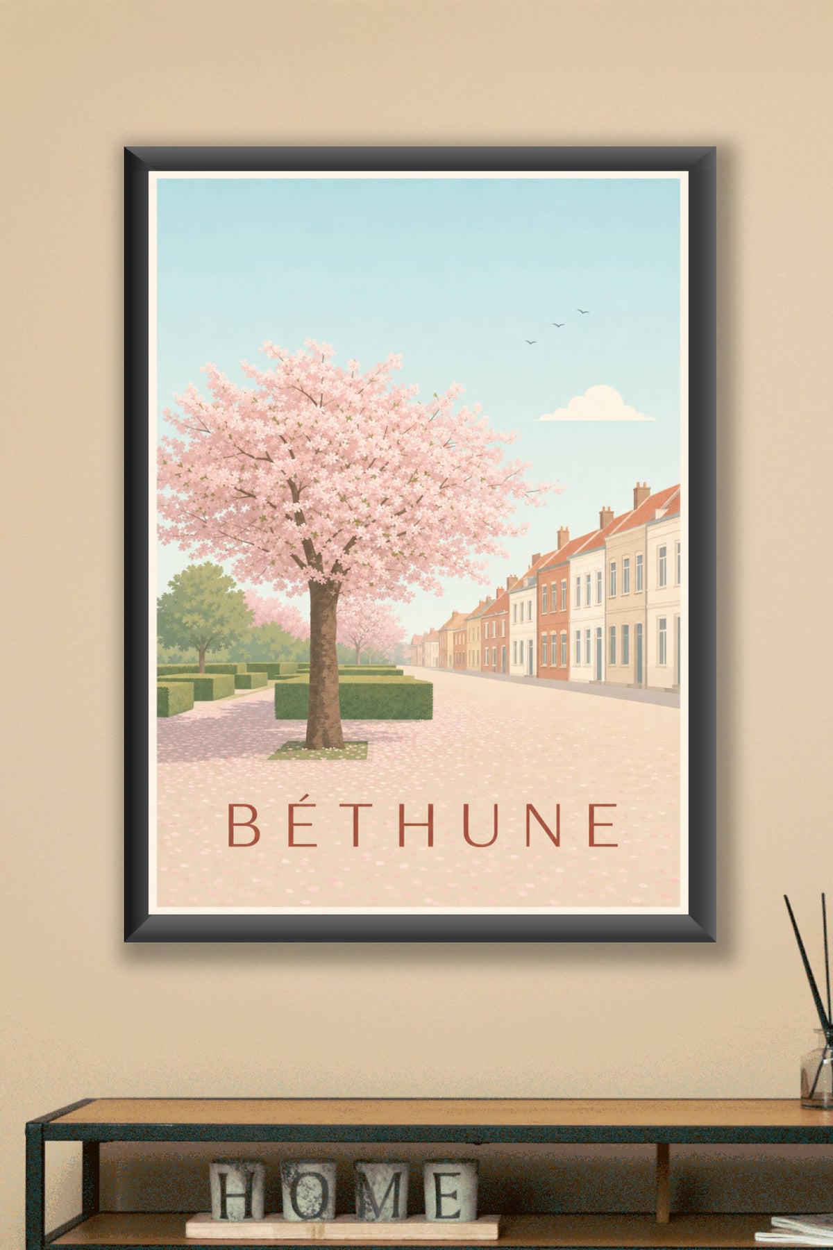 Affiche de Béthune, poster cerisier rose