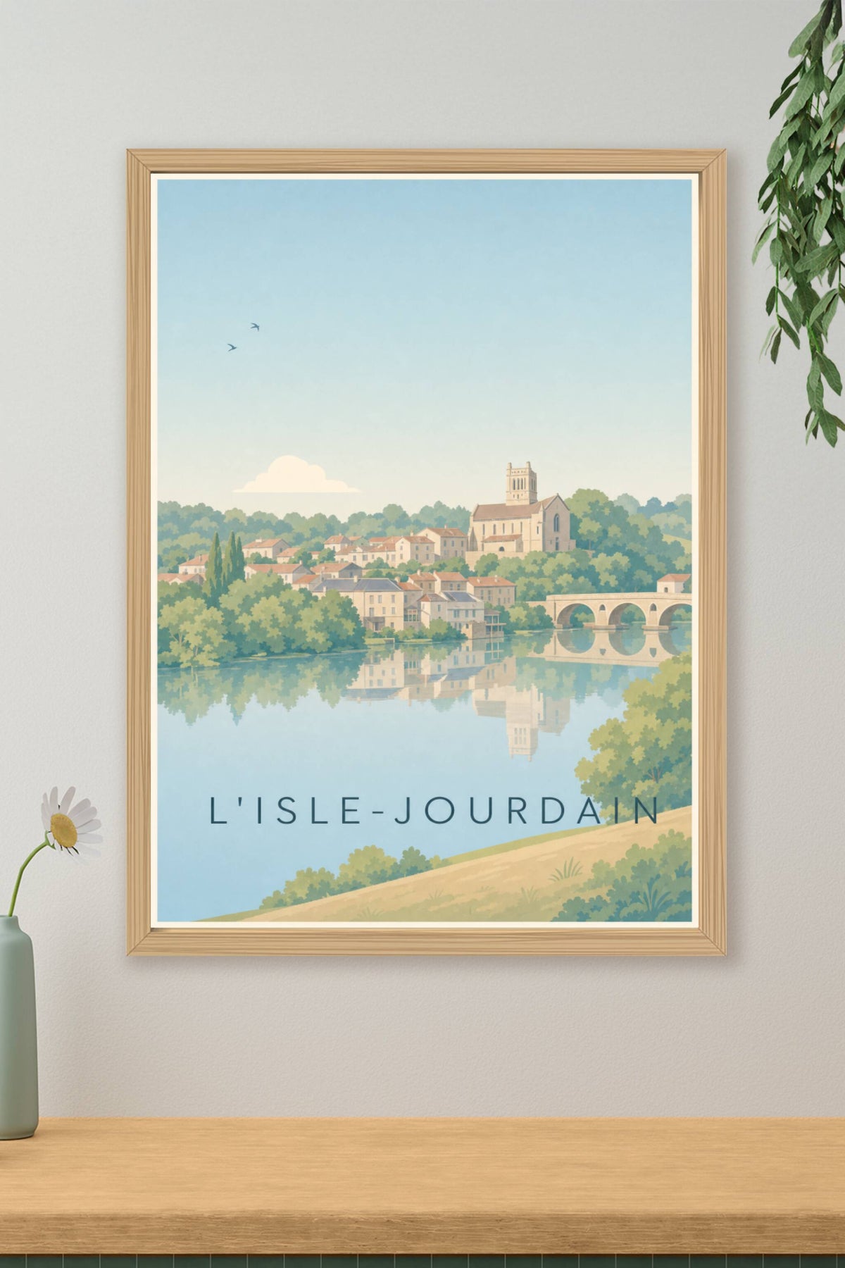 Affiche de l'Isle-Jourdain, poster pont et reflets