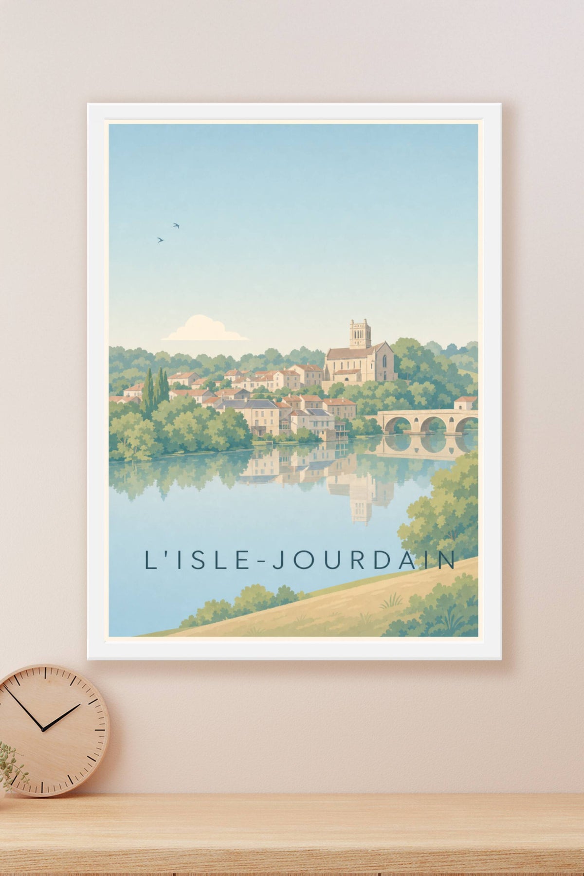 Affiche de l'Isle-Jourdain, poster pont et reflets