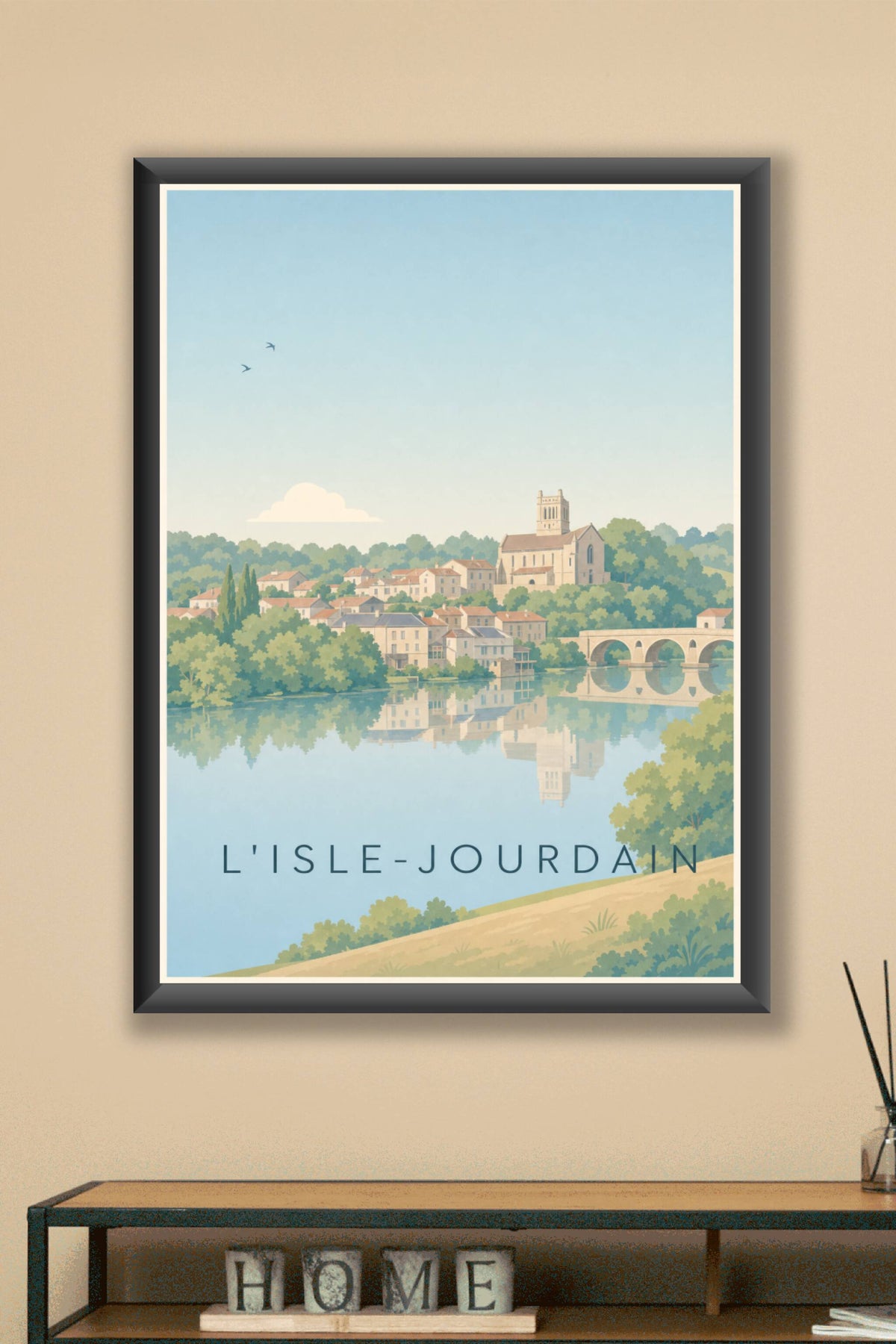 Affiche de l'Isle-Jourdain, poster pont et reflets