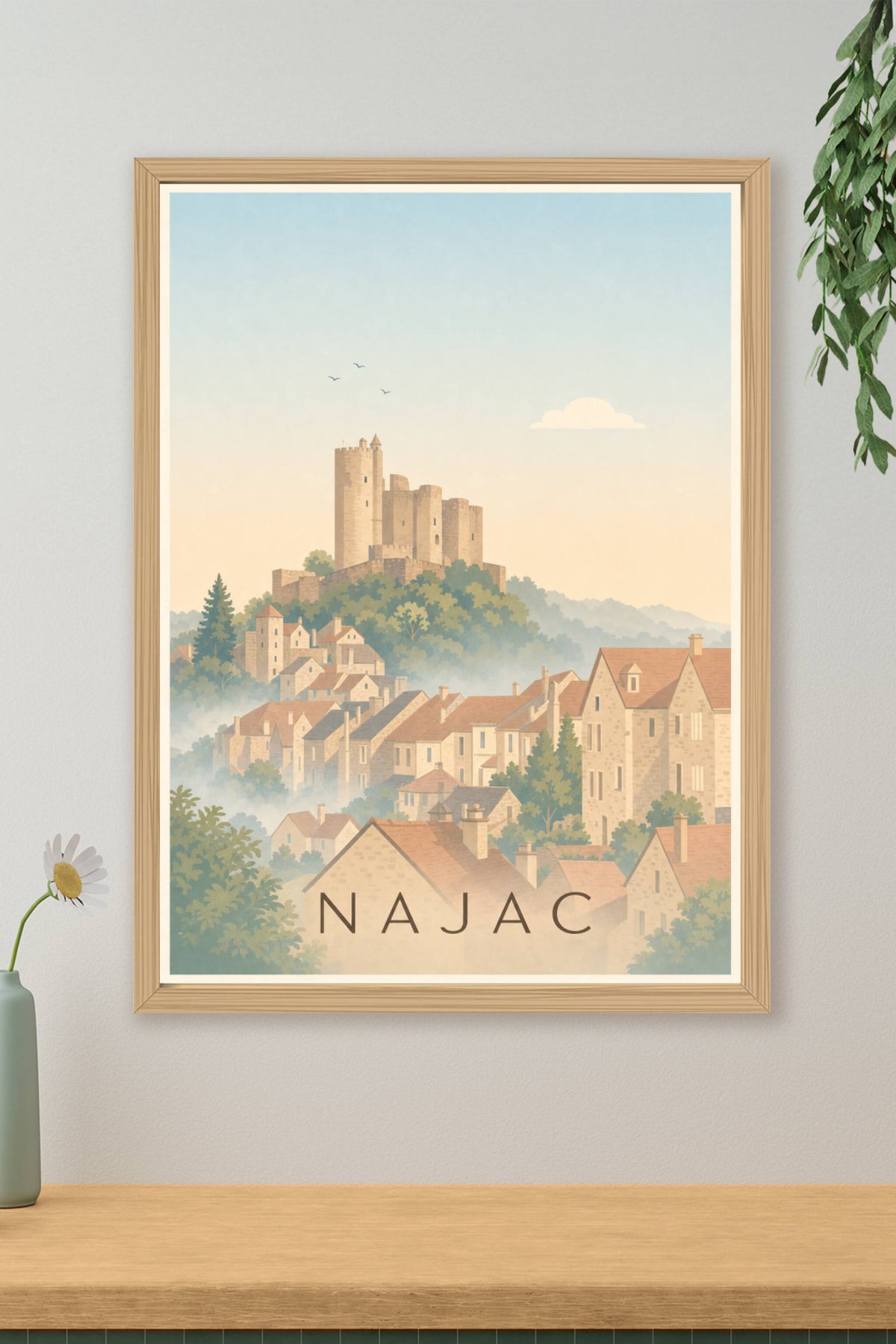 Affiche de Najac, poster forteresse médiévale