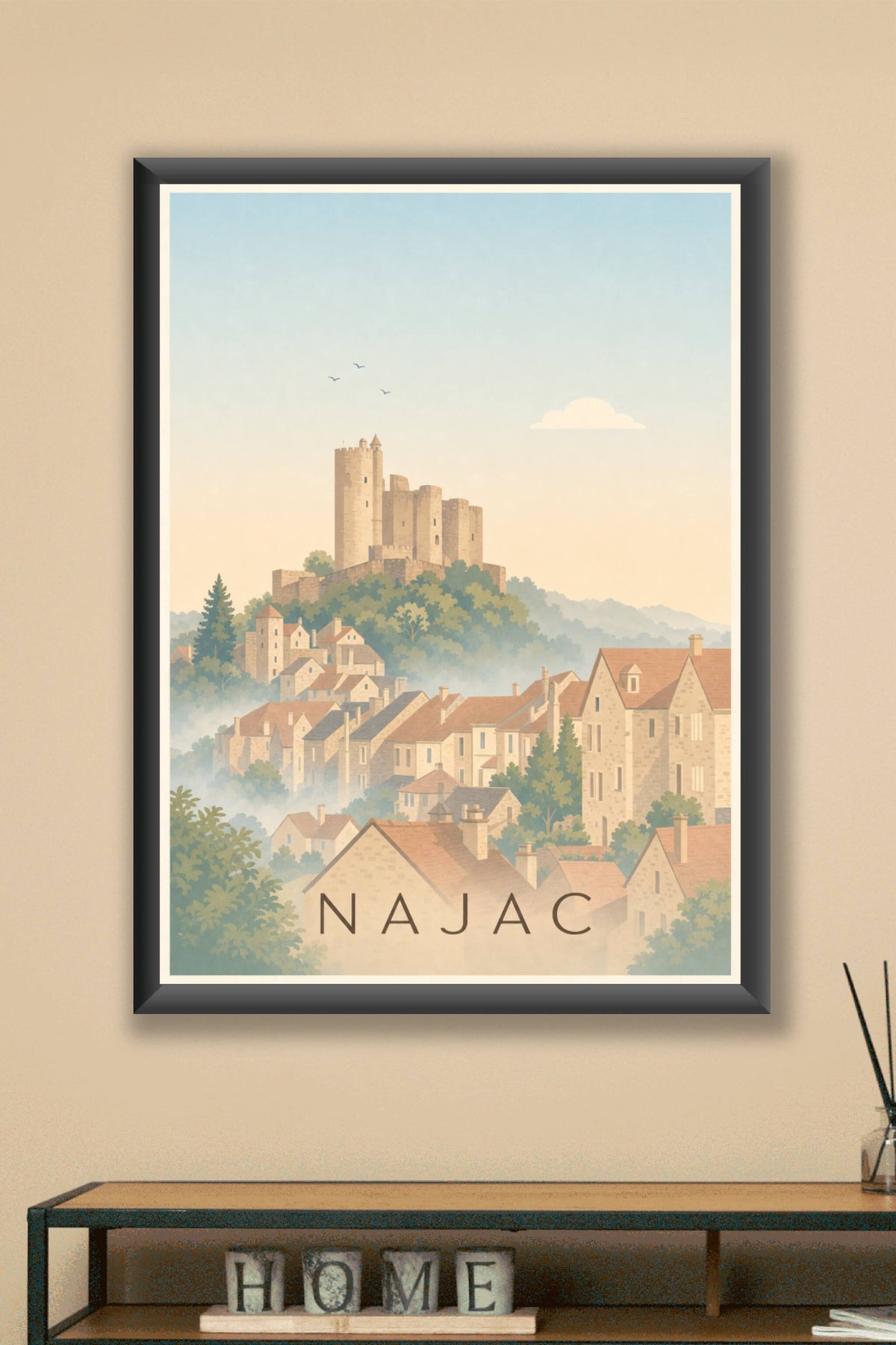 Affiche de Najac, poster forteresse médiévale