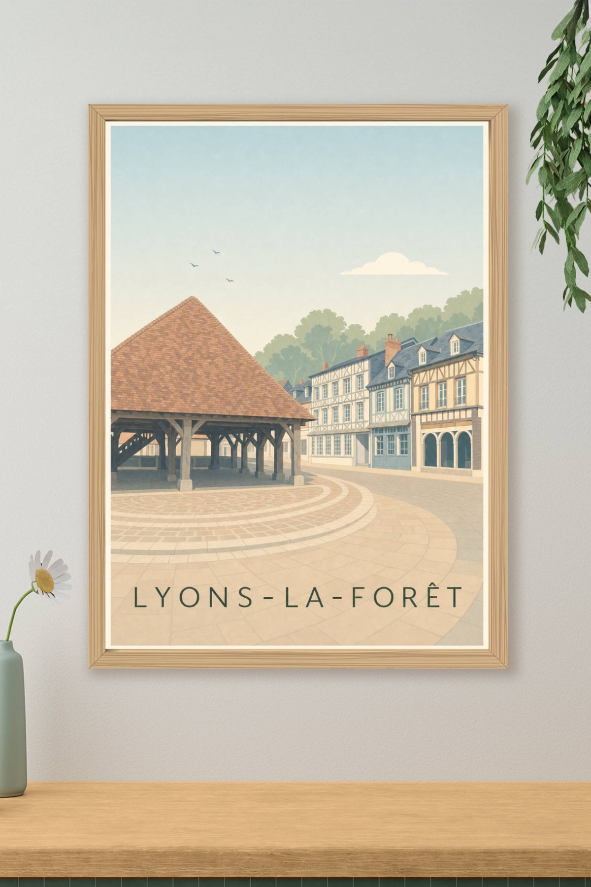 Affiche de Lyons-la-Forêt, poster village de Normandie