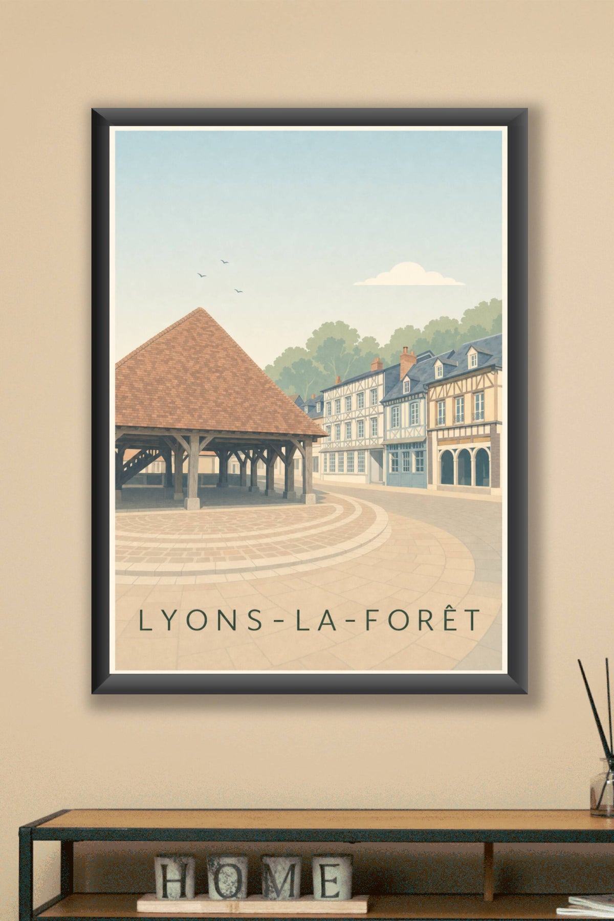 Affiche de Lyons-la-Forêt, poster village de Normandie
