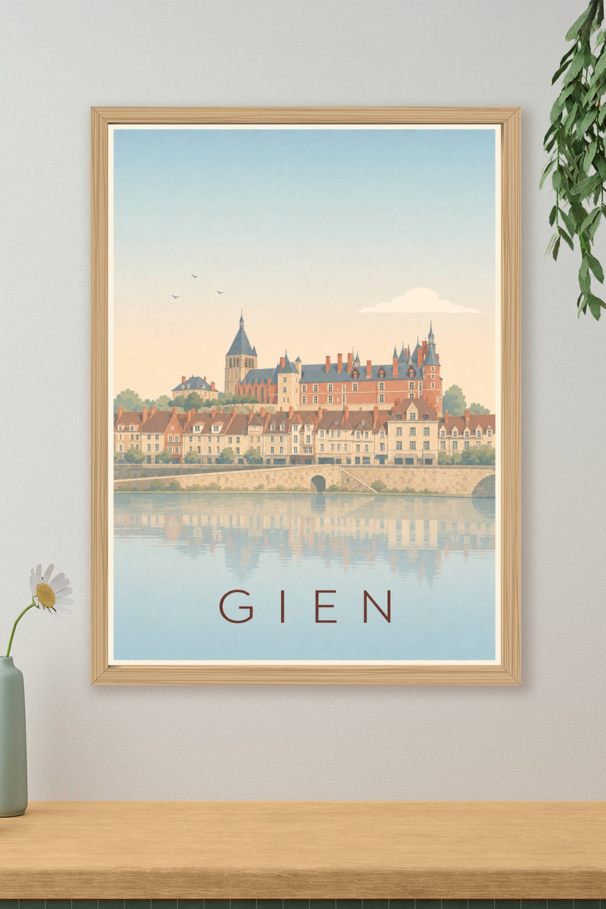 Affiche de Gien, poster château et bords de Loire
