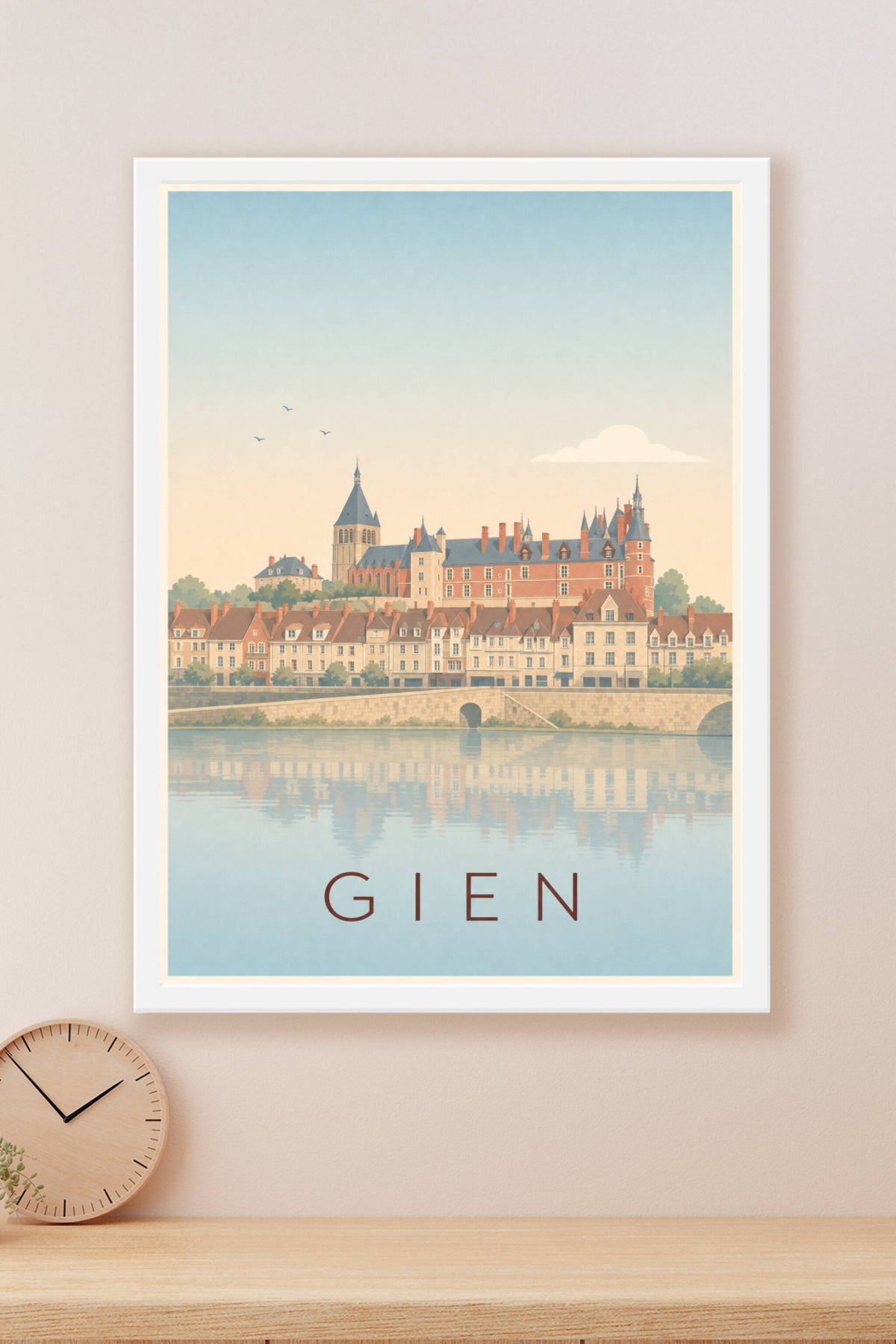 Affiche de Gien, poster château et bords de Loire