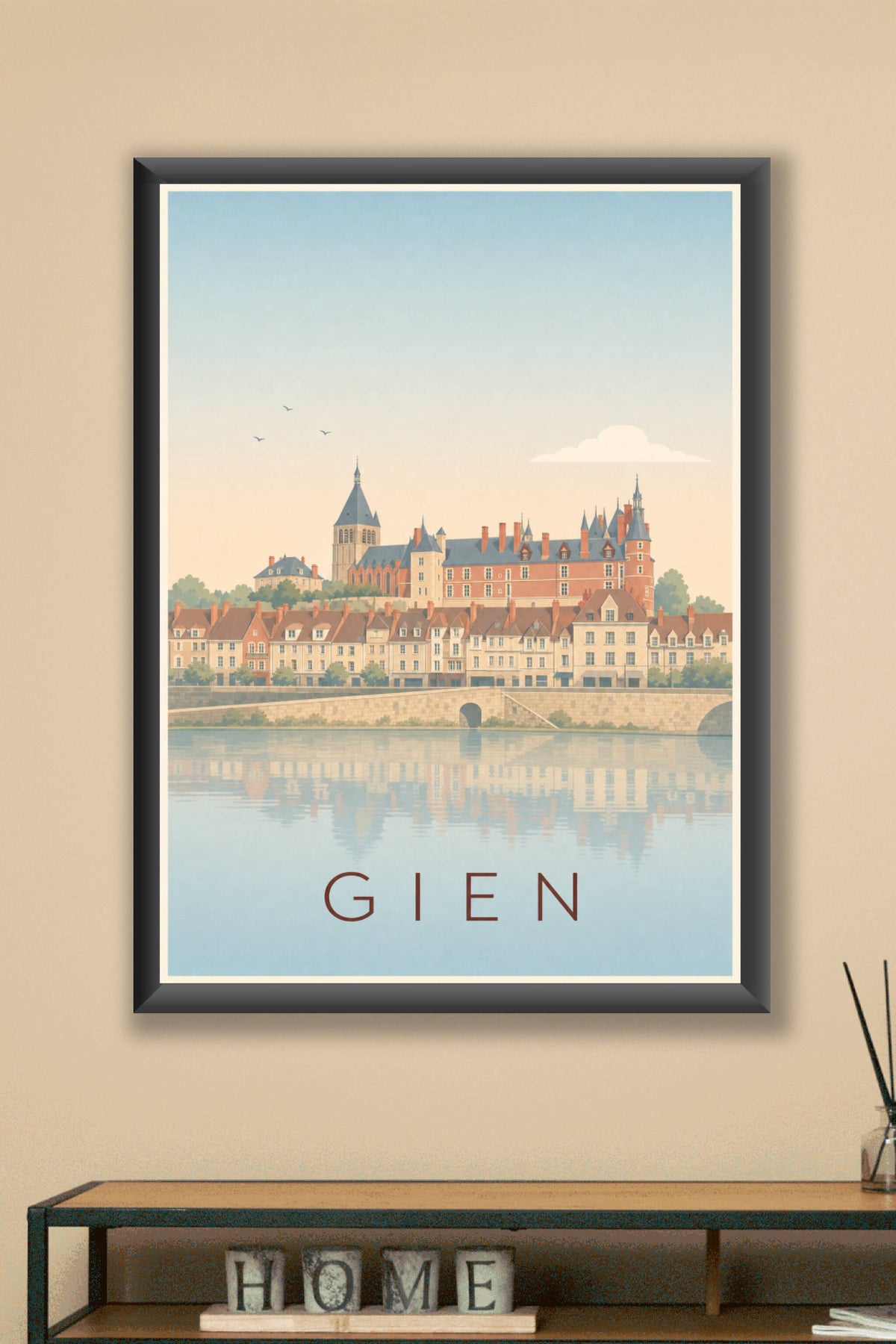 Affiche de Gien, poster château et bords de Loire