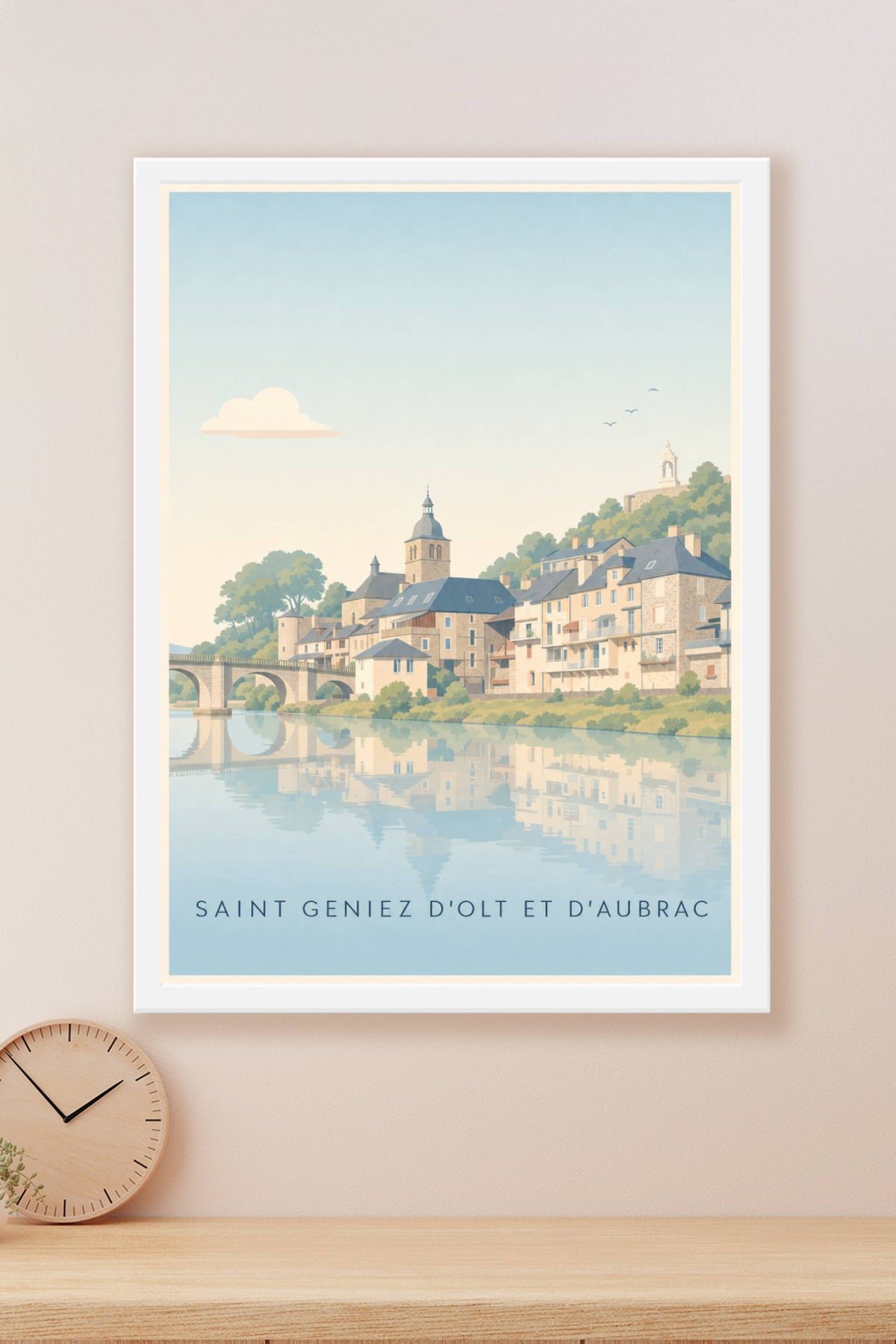 Affiche de Saint-Geniez-d'Olt, poster reflets sur le Lot