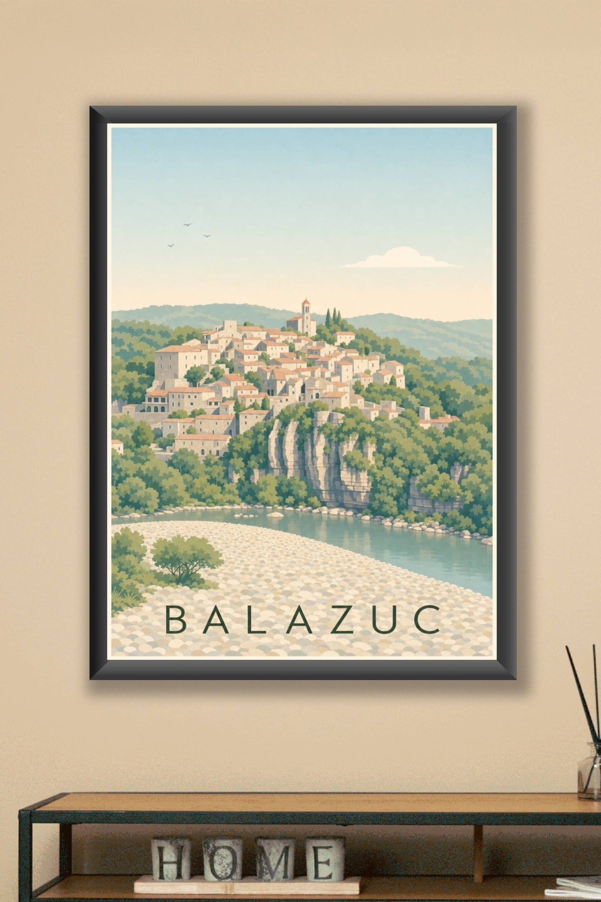 Affiche de Balazuc, poster village médiéval