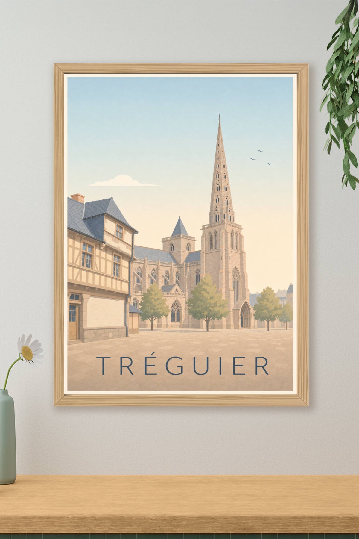 Affiche de Tréguier, poster de la cathédrale bretonne