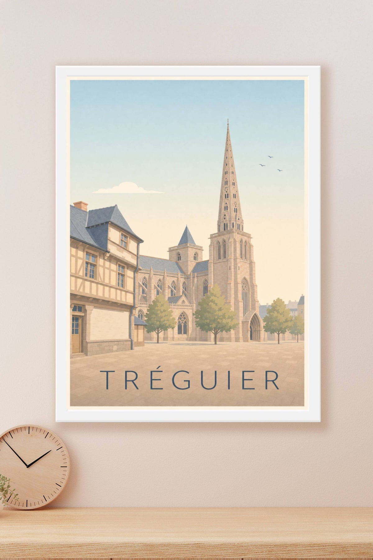 Affiche de Tréguier, poster de la cathédrale bretonne