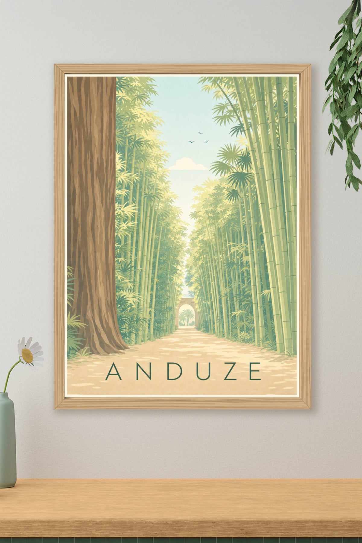Poster d'Anduze, bambouseraie vintage