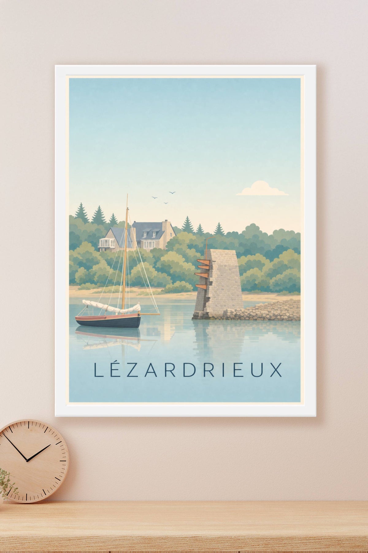 Affiche de Lézardrieux, poster voilier et pont