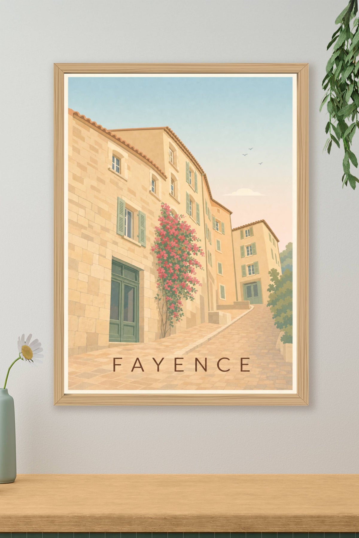 Affiche de Fayence, poster ruelle fleurie