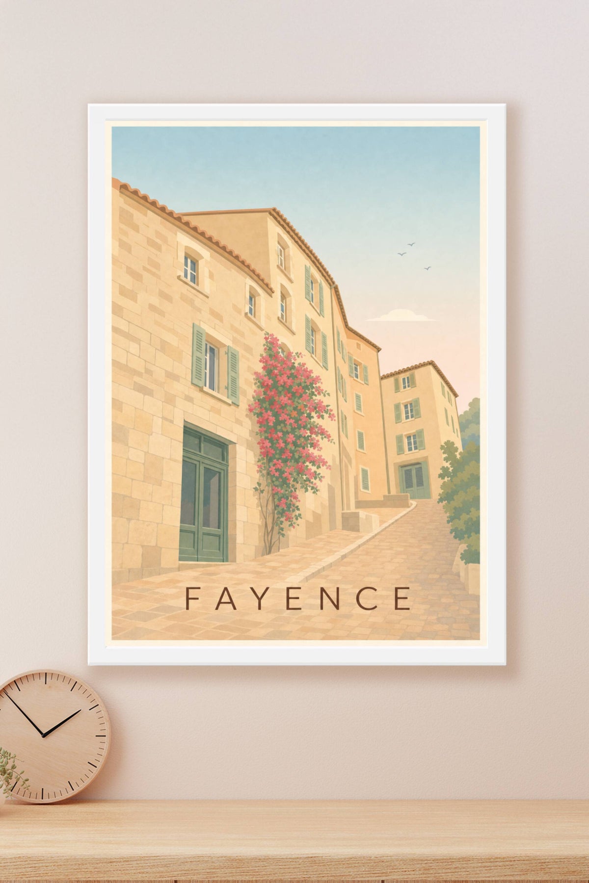 Affiche de Fayence, poster ruelle fleurie