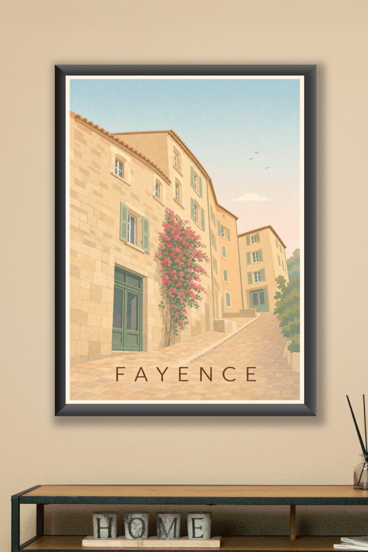 Affiche de Fayence, poster ruelle fleurie