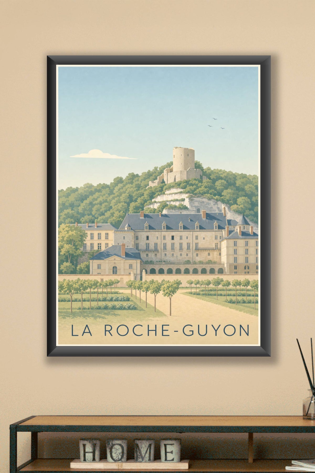 Affiche La Roche-Guyon, poster château et donjon