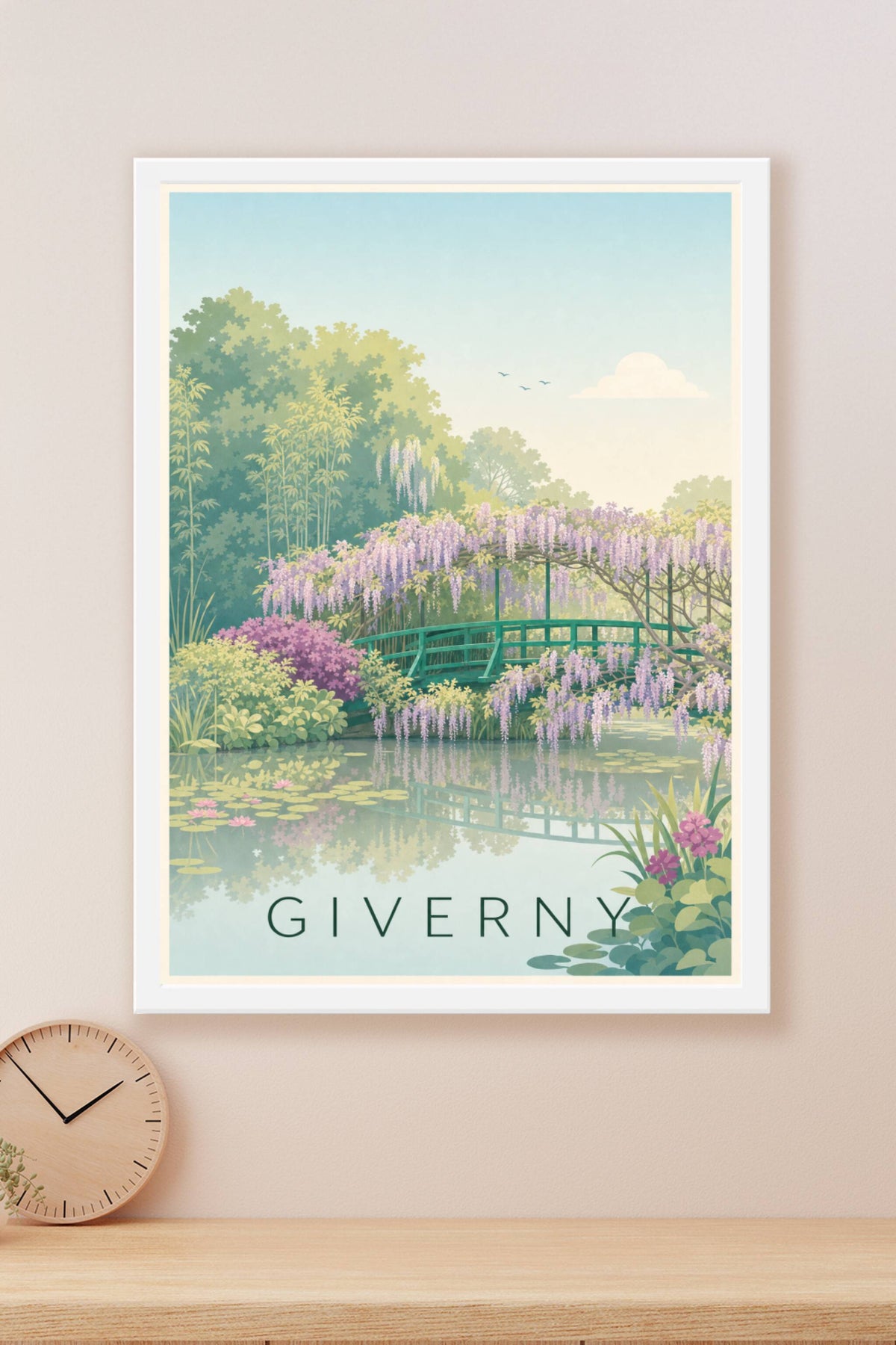Affiche Giverny, poster pont japonais fleuri