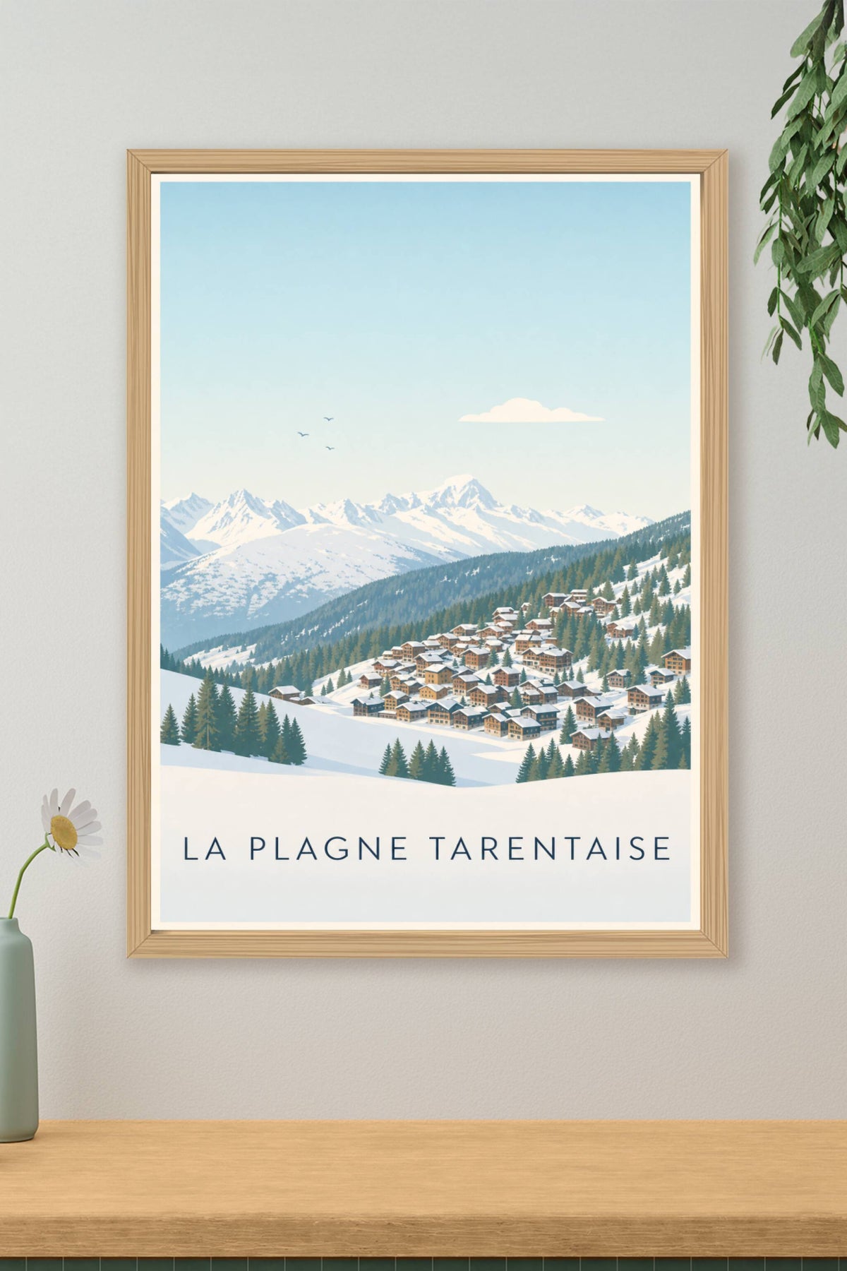 Affiche de La Plagne Tarentaise, poster chalets de Savoie