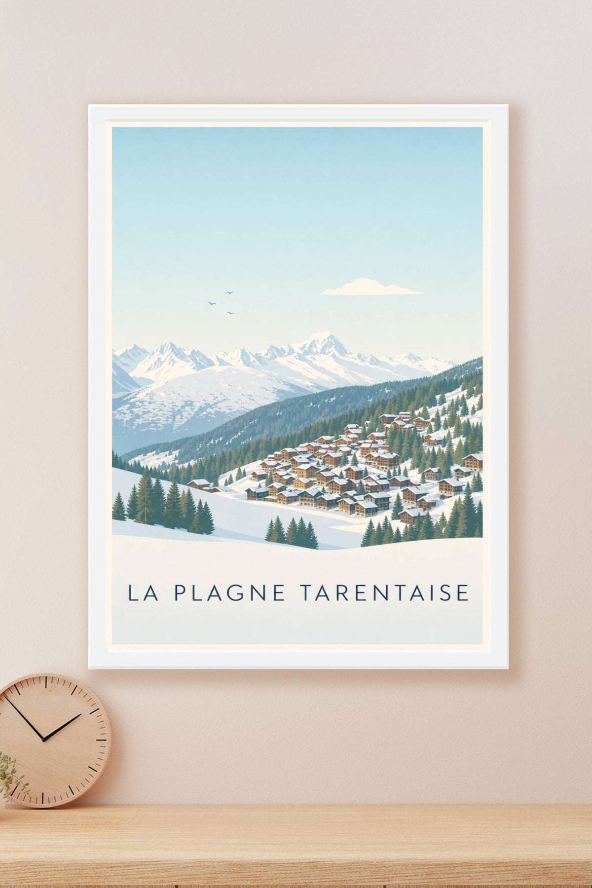 Affiche de La Plagne Tarentaise, poster chalets de Savoie