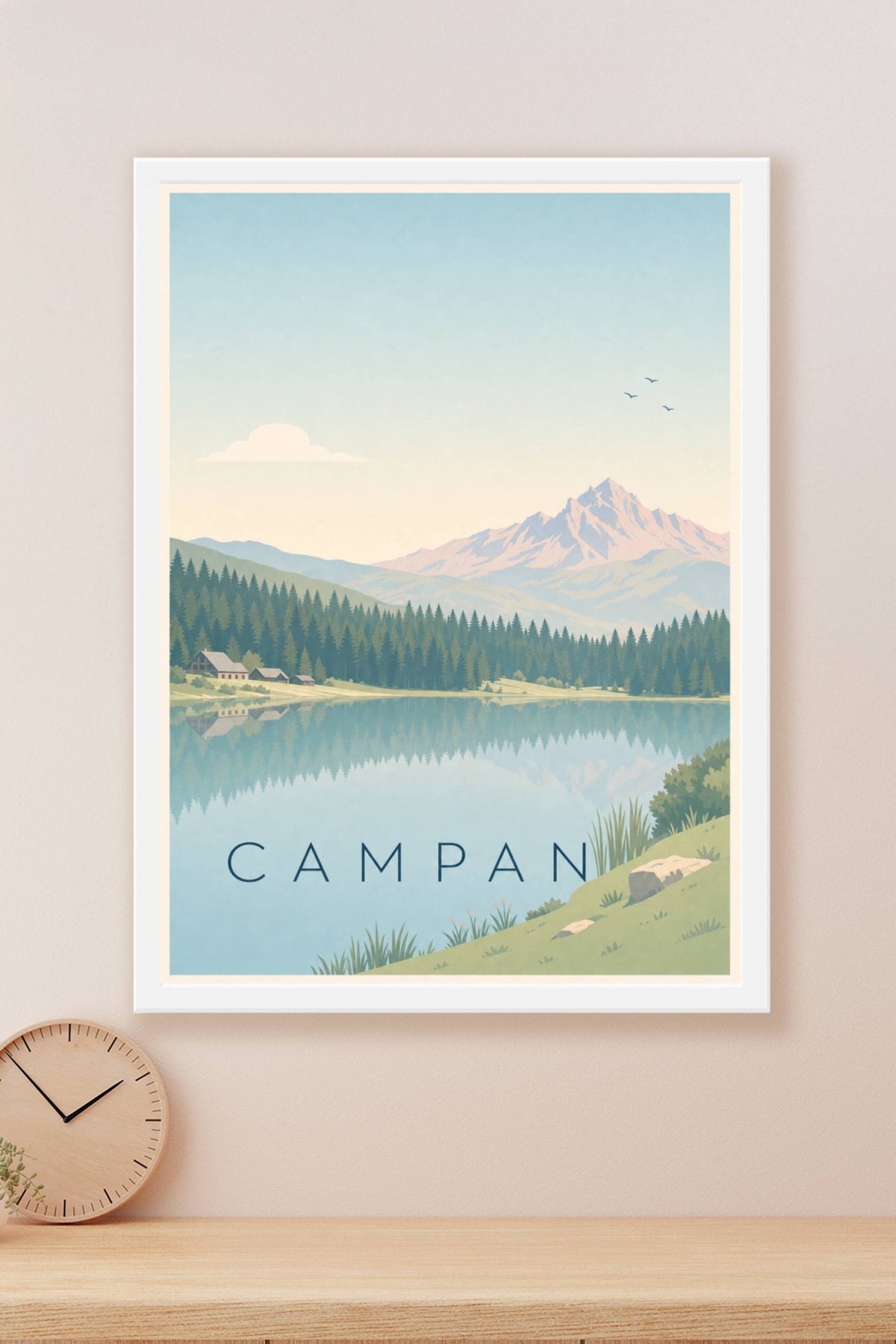 Affiche de Campan, poster lac et montagnes