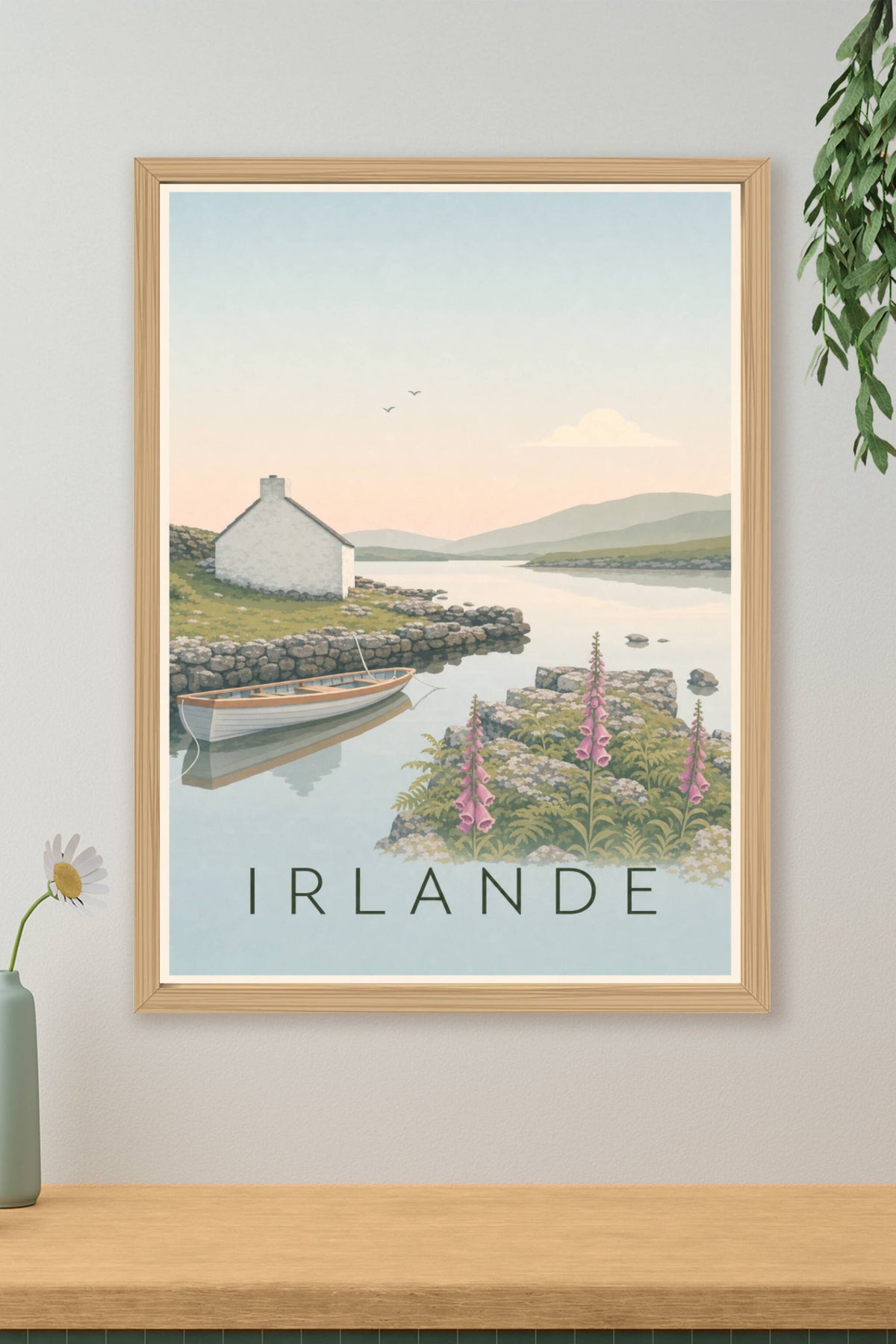 Affiche d'Irlande, poster phare et falaises