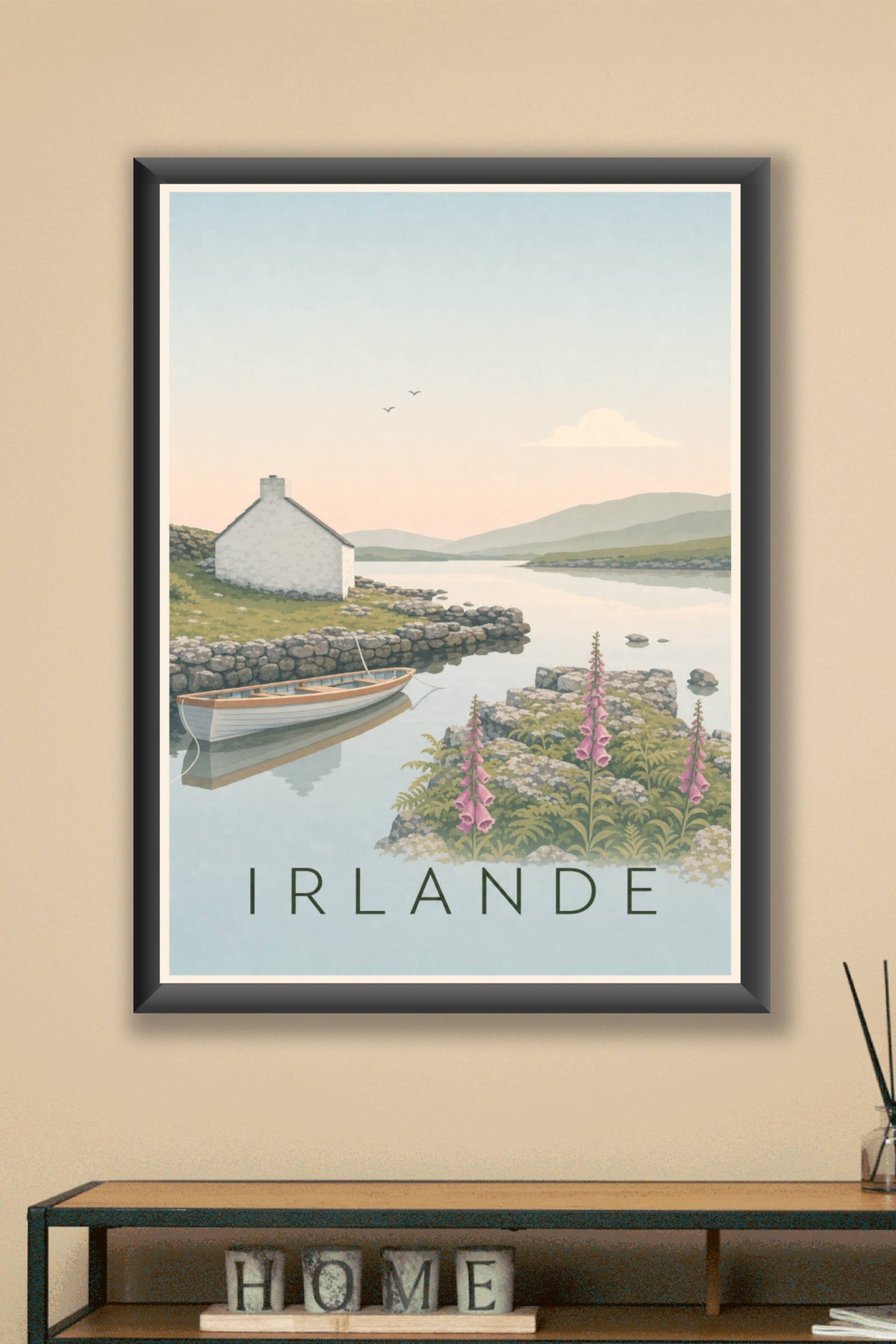 Affiche d'Irlande, poster phare et falaises