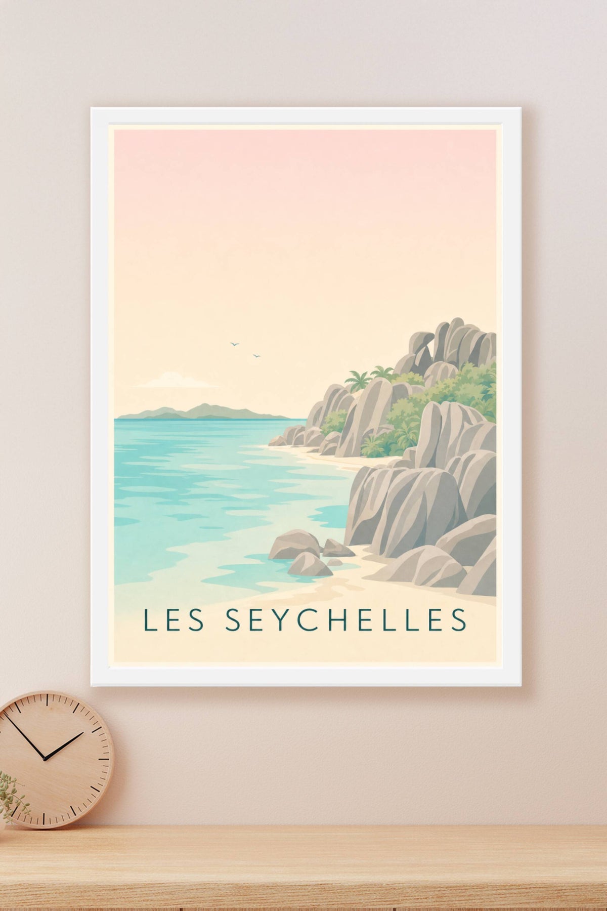 Affiche des Seychelles, poster rochers granitiques