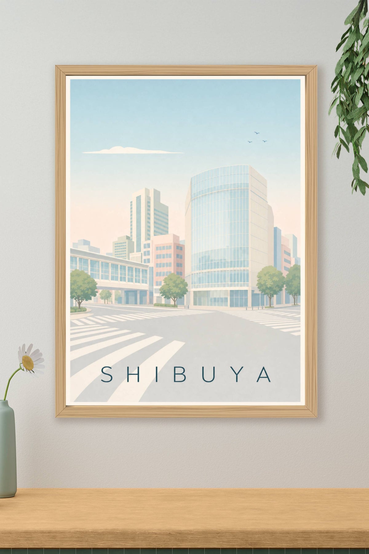 Affiche de Shibuya, poster couleurs pastel
