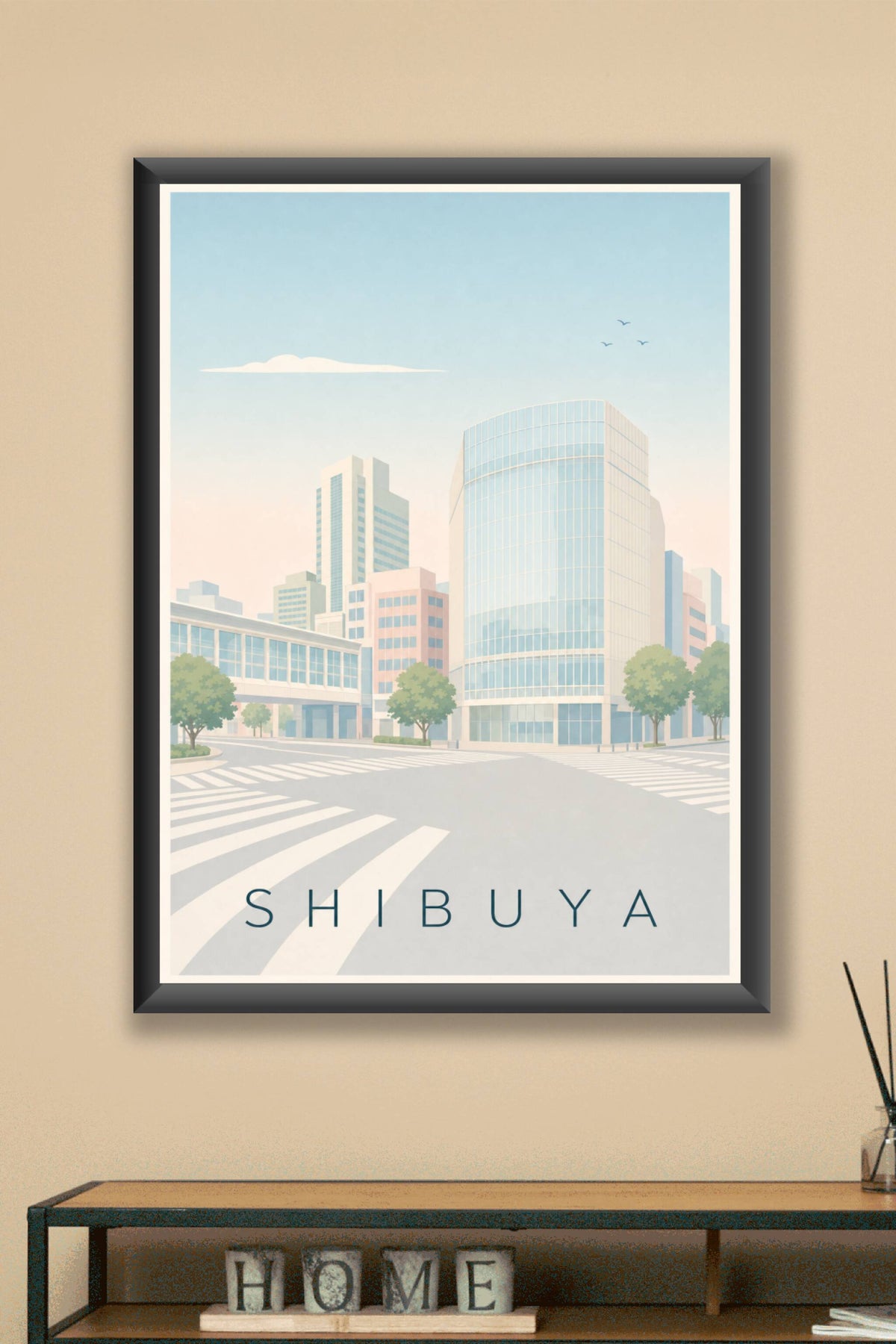 Affiche de Shibuya, poster couleurs pastel