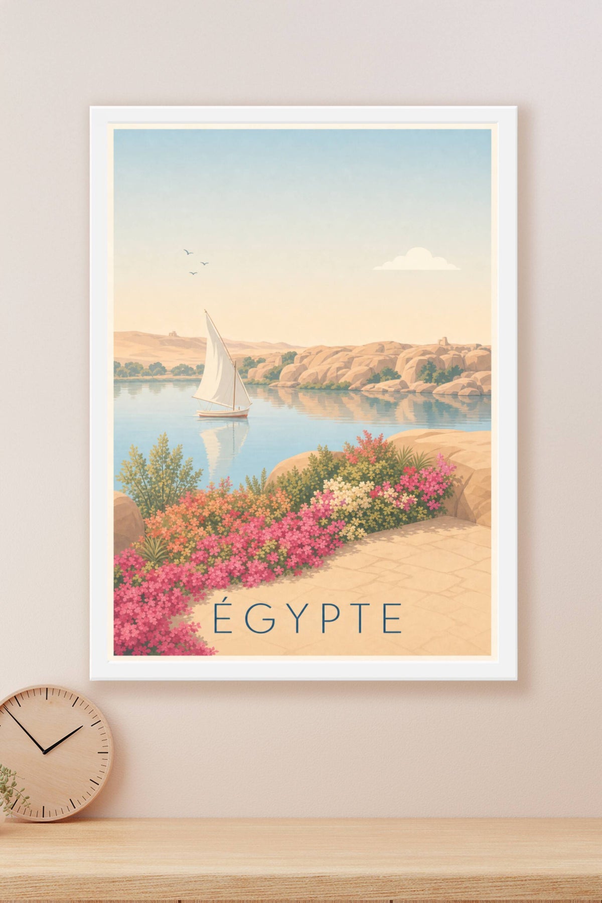 Poster d'Égypte calme, affiche felouque sur le Nil