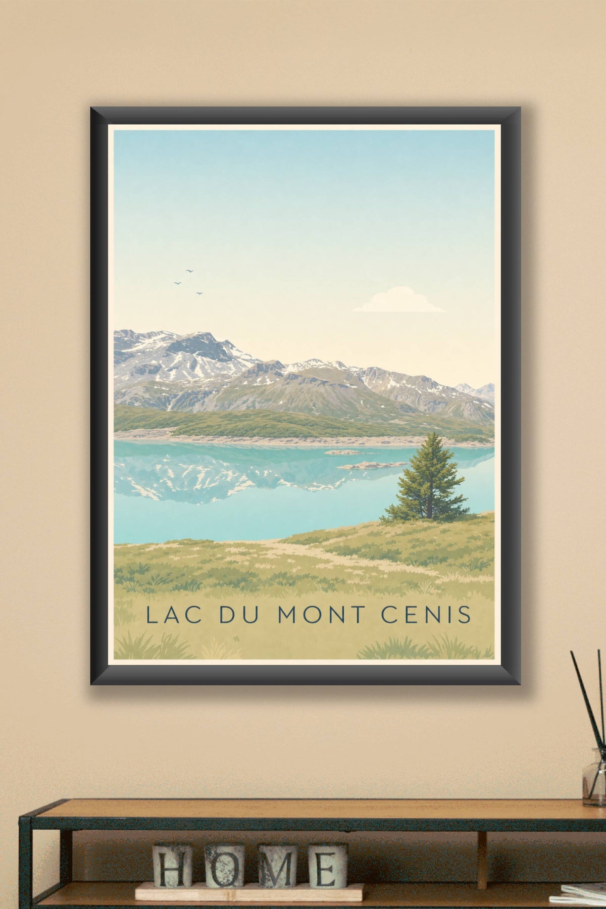 Affiche du lac du Mont Cenis, poster montagne