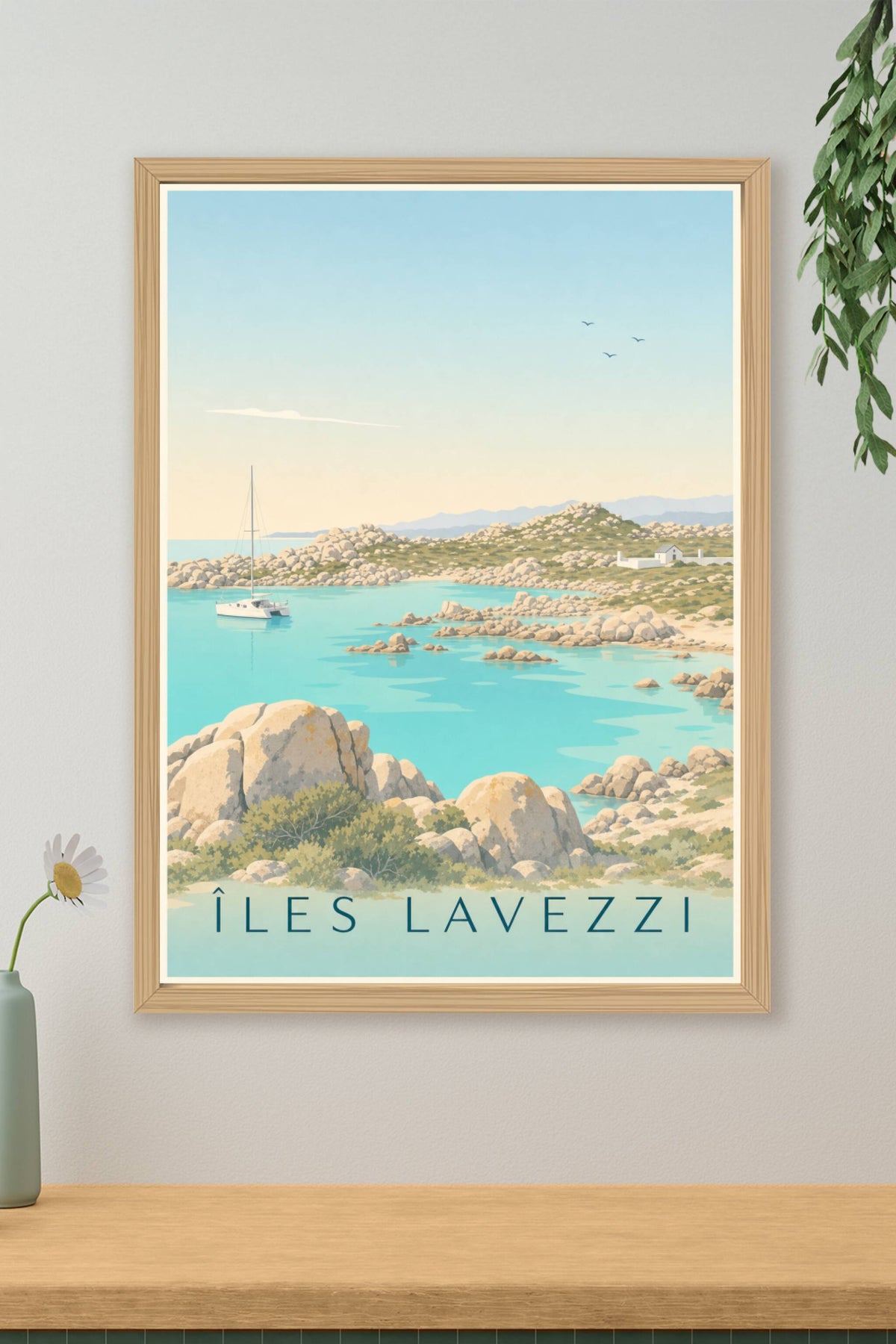 Affiche des îles Lavezzi, poster crique Corse