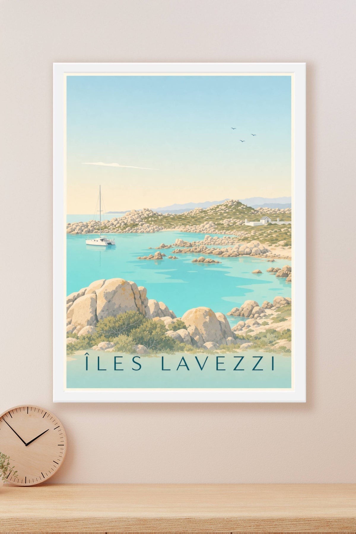 Affiche des îles Lavezzi, poster crique Corse