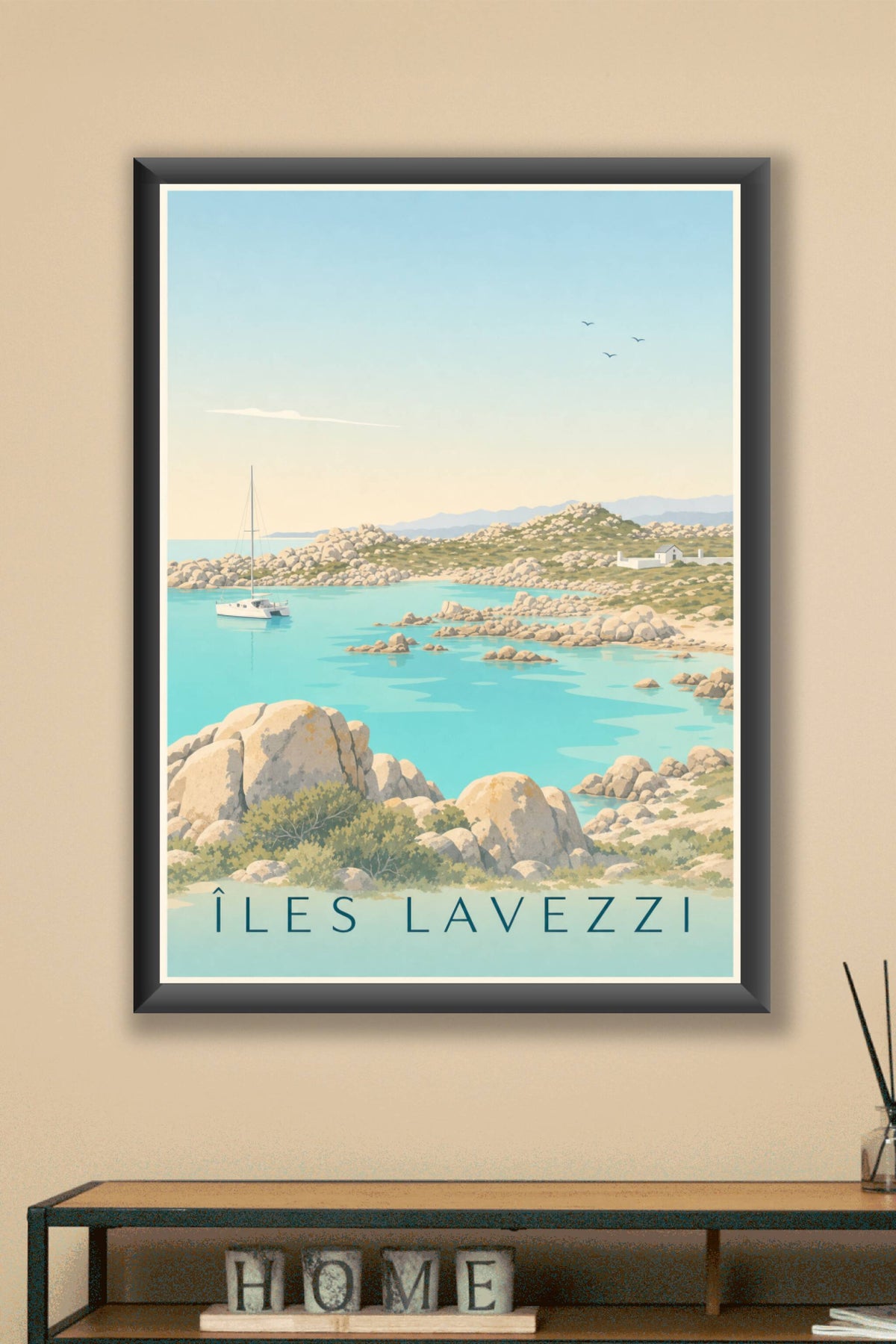 Affiche des îles Lavezzi, poster crique Corse